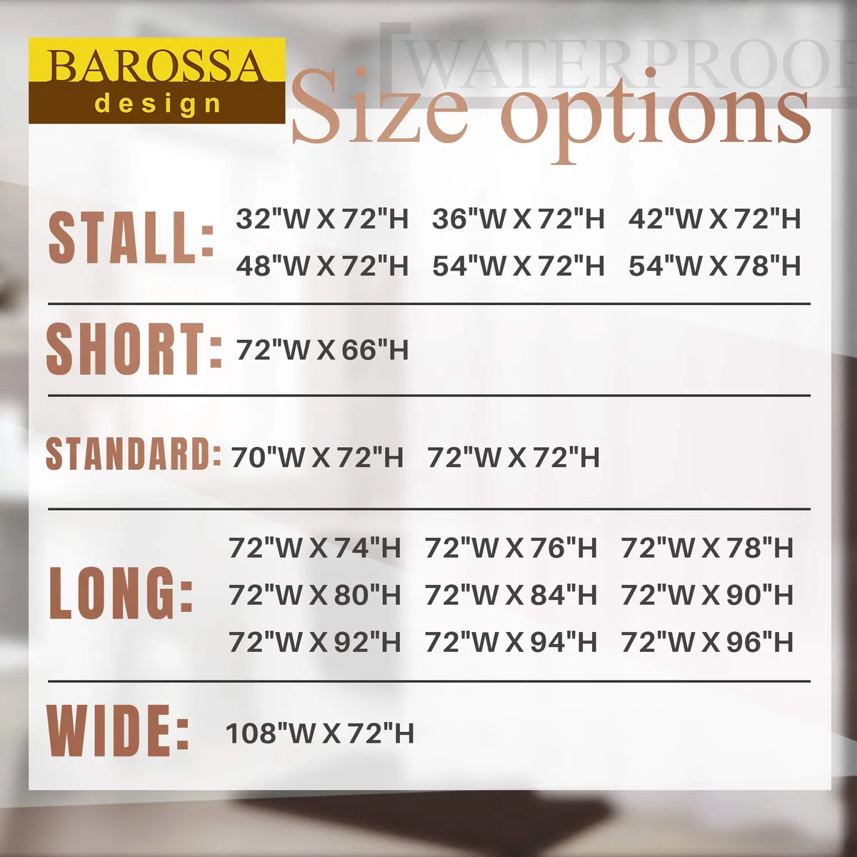 Barossa Design Cortina de Ducha de Tela Impermeable o Forro de Microfibra, paño Suave y Calidad de Hotel, Lavable a máquina, Forro de Cortina de Ducha Blanco para bañera, 72 x 72 Pulgadas