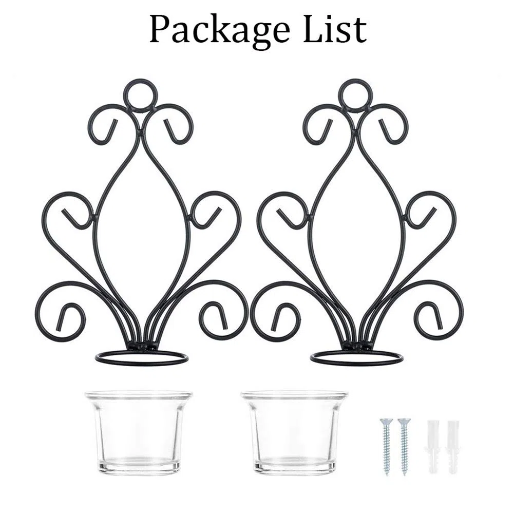 Sziqiqi Candelabro De Pared del Estilo Retro, Candelabro Creativo De La Vela del Hierro, Decoración De La Pared del Jardín Casero, Candelero, Negro