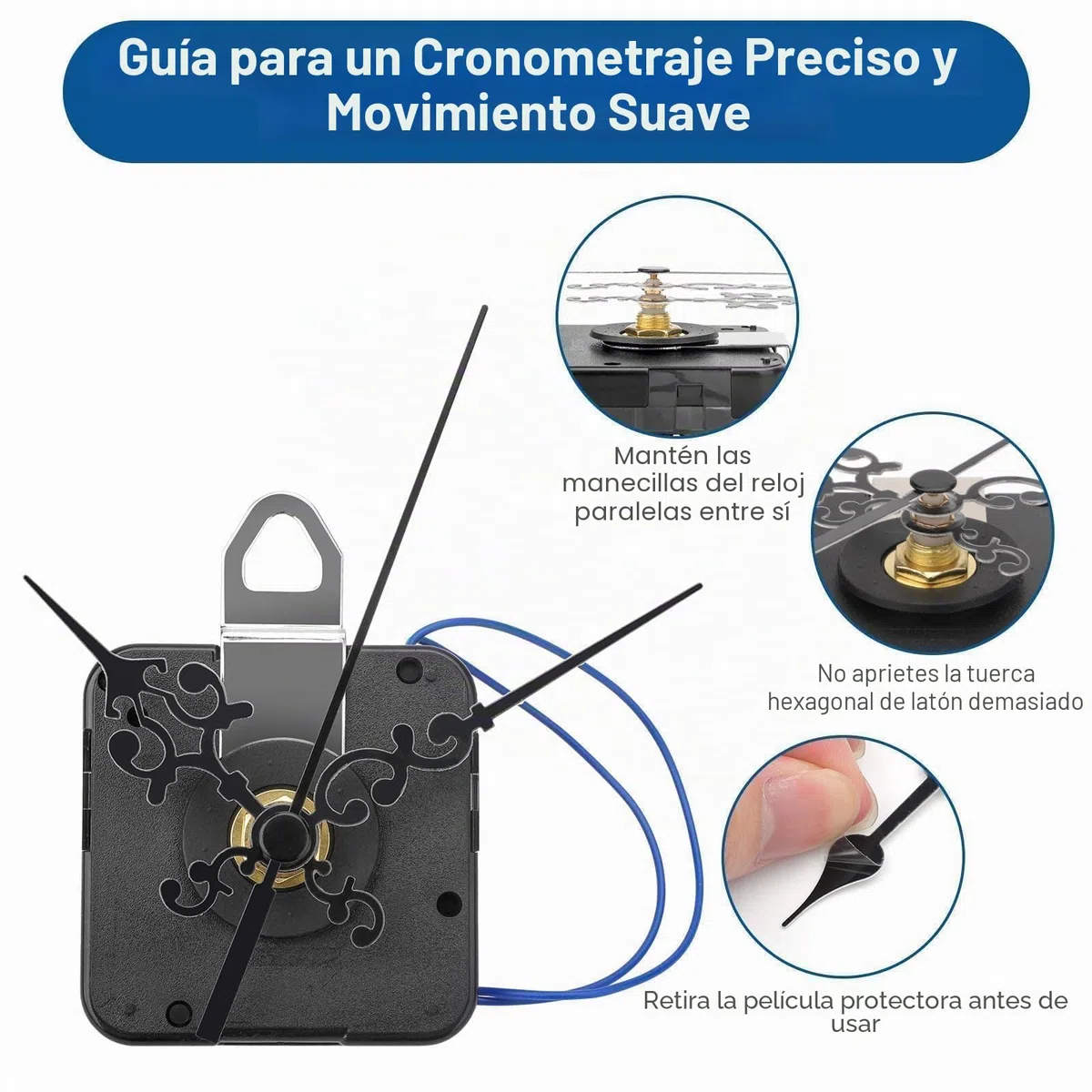 EEEKit Mecanismo Reloj Pared, Maquinaria de Reloj a Pilas, Movimiento con Altavoz de Caja de Música y 3 Juegos de Manecillas para Reparación