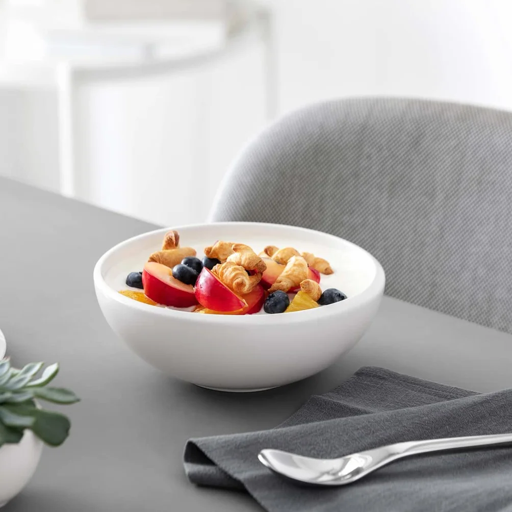 Villeroy & Boch - Bol NewMoon, Moderno cuenco para cereales, sopas, ensaladas o postres de porcelana premium, apto para lavavajillas, blanco, 750 ml