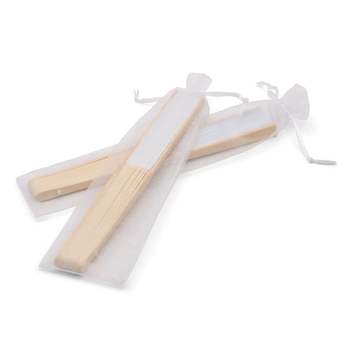 50 fundas blancas de organza, tamaño 26 cm x 6 cm, ideales para objetos largos (abanicos, bolígrafos, etc.)