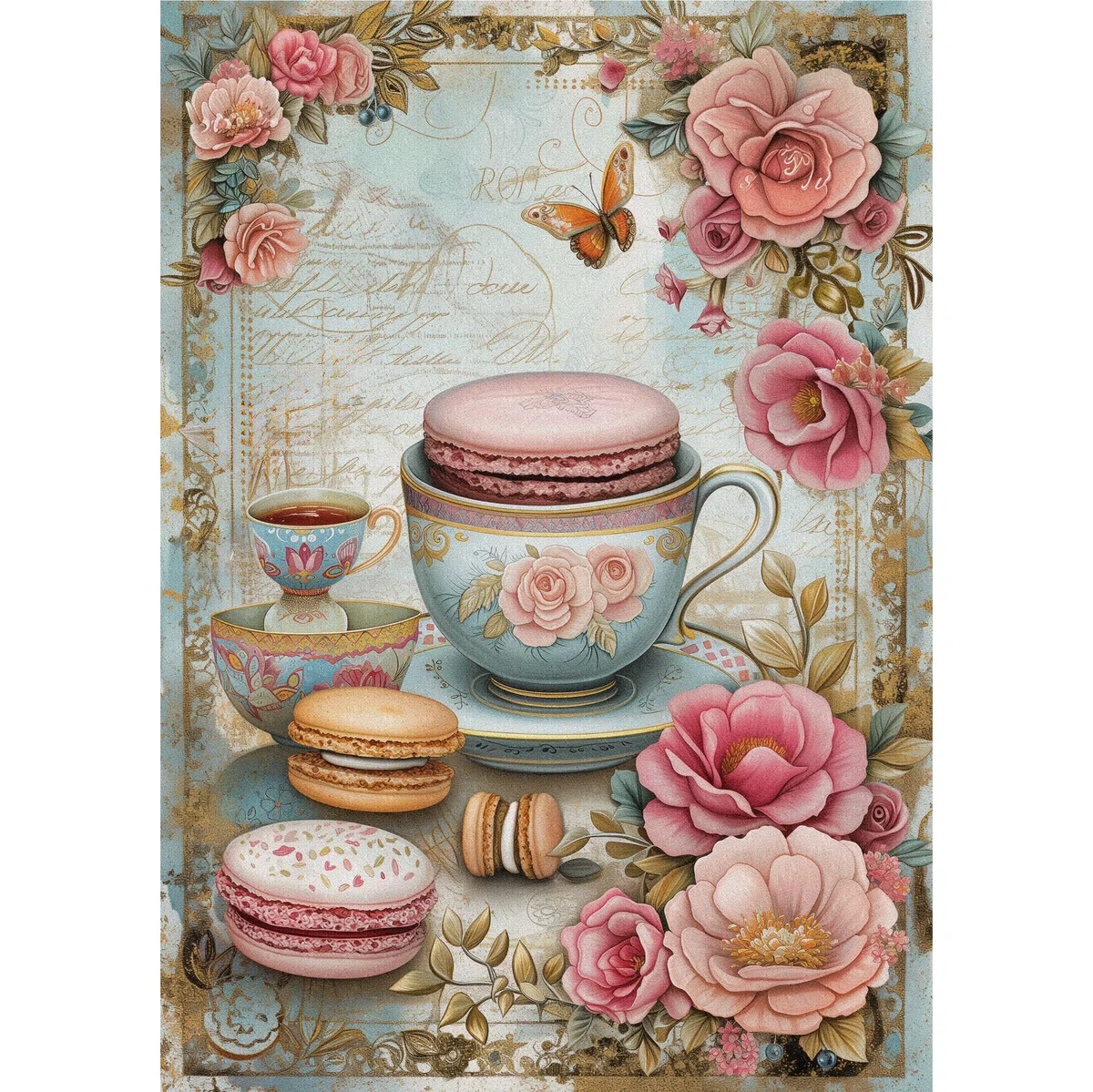 Papel de arroz La hora del Té, 20 x 26,6cm (6pc) - 6 Diseños para Scrapbooking Tarjetas Manualidades, Decoupage by CRAFT KREATIVELY
