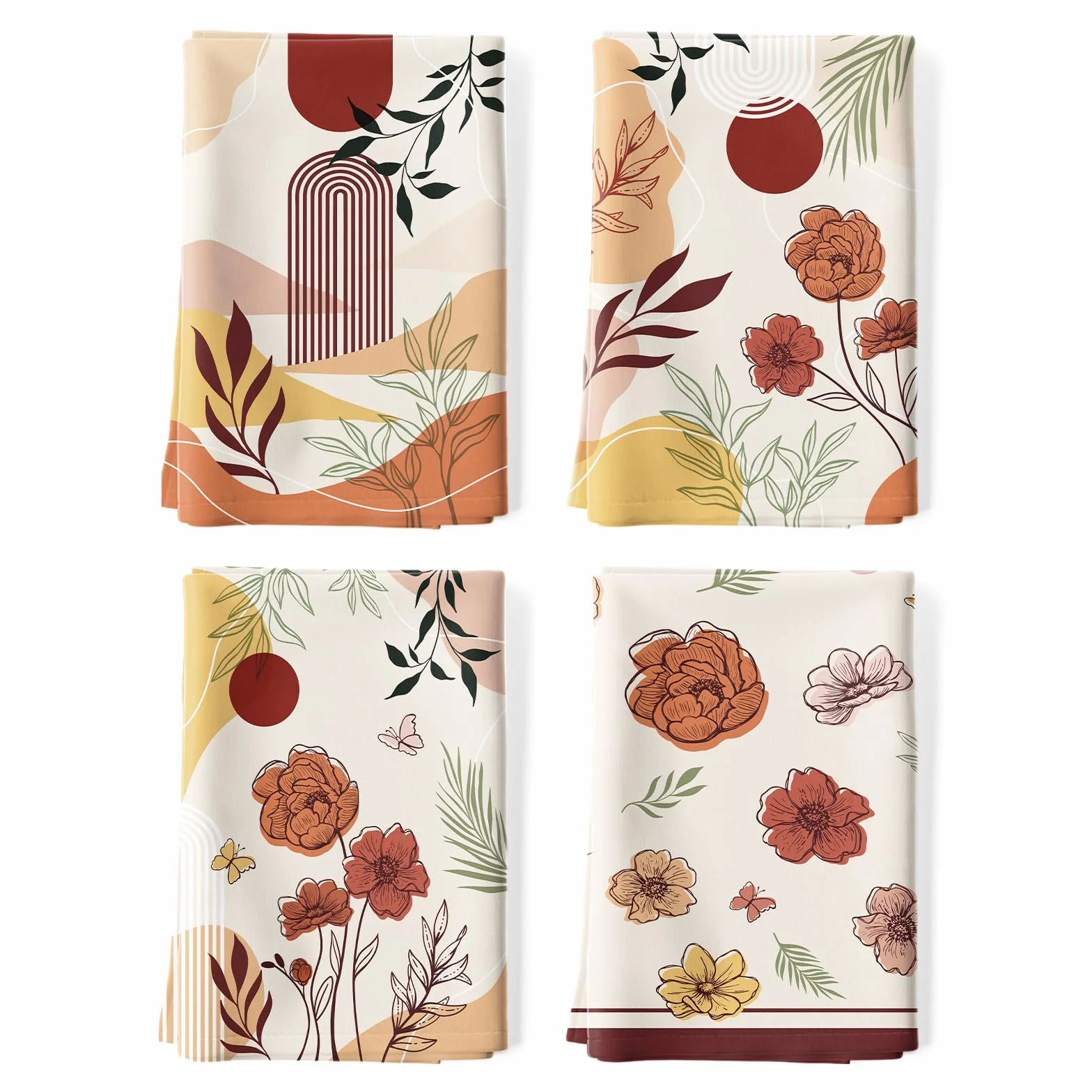 4 Piezas Paños de Cocina Flor Boho Algodón Toallas de Cocina Suaves y Absorbentes Toallas de té y Toallas de Barra Decoración de Cocina Limpieza, 48 x 70 CM