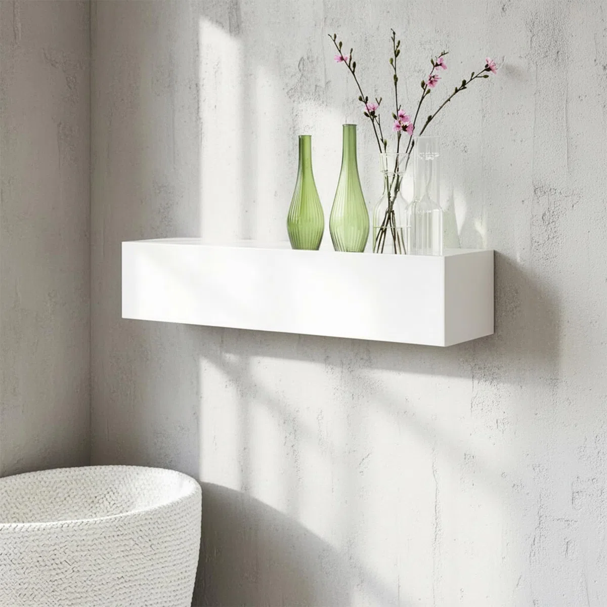 HASLED Colgador de Llaves para Pared con Estante y 5 Ganchos, Cuelga Llaves Pared de Metal y Madera, Organizador de Llaves Blanco, 30 x 7,5 x 6 cm, para Entrada, Pasillo, Salón