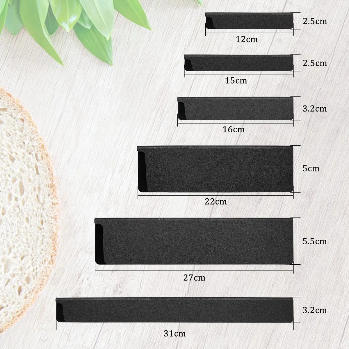 Funda Protectora para Cuchillos ABS con Fieltro Interior, 8 Piezas, Universal, 6 Tamaños, Negro