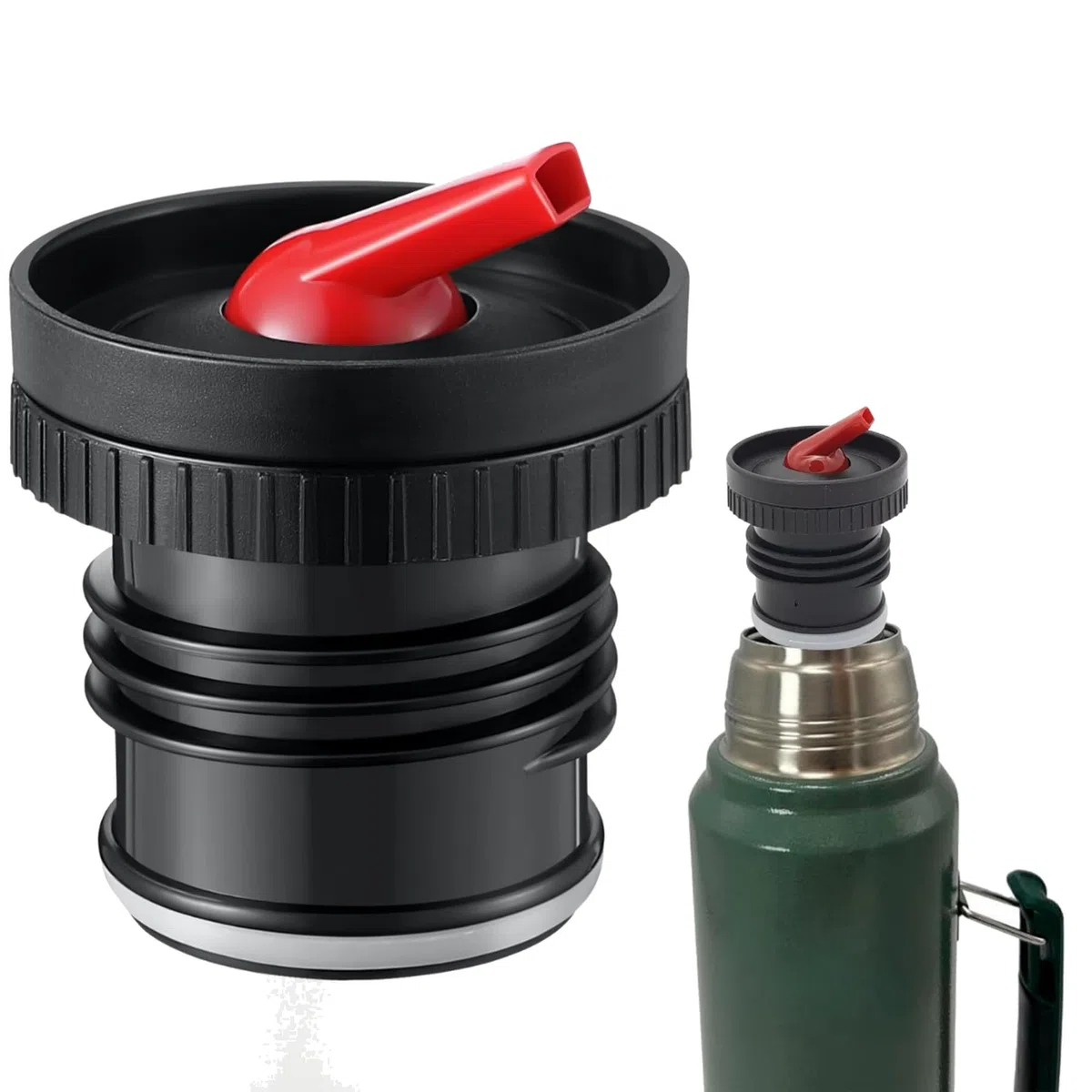 Tapón Pico Cebador Compatible con Termos Stanley | Antifugas con Rosca Reforzada y Sellado Hermético | Vertido Controlado para Mate | Compatible con 473 ml, 750 ml, 1L, 1.4L y 1.9L
