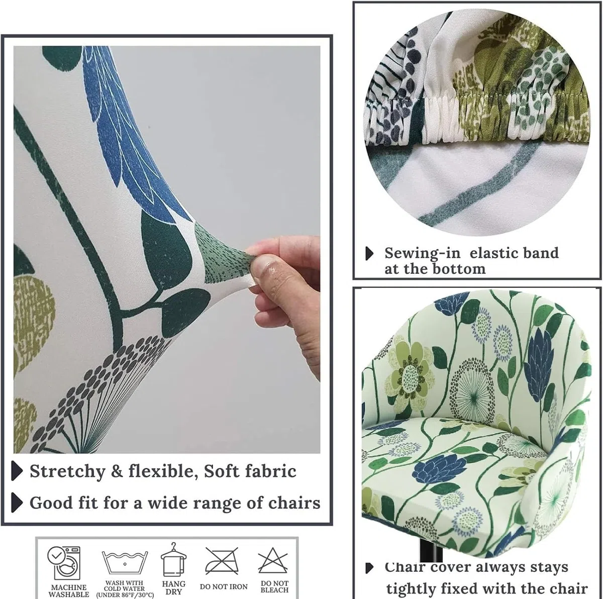 Funda de Taburete de Bar con Respaldo Elástica Pack 4/2/1, Funda para Silla de Comedor Elástica Fundas para Taburetes de Cocina para Taburetes Altos para Bar, Casa, CafeteríA o Fiesta(H20,2PCS)
