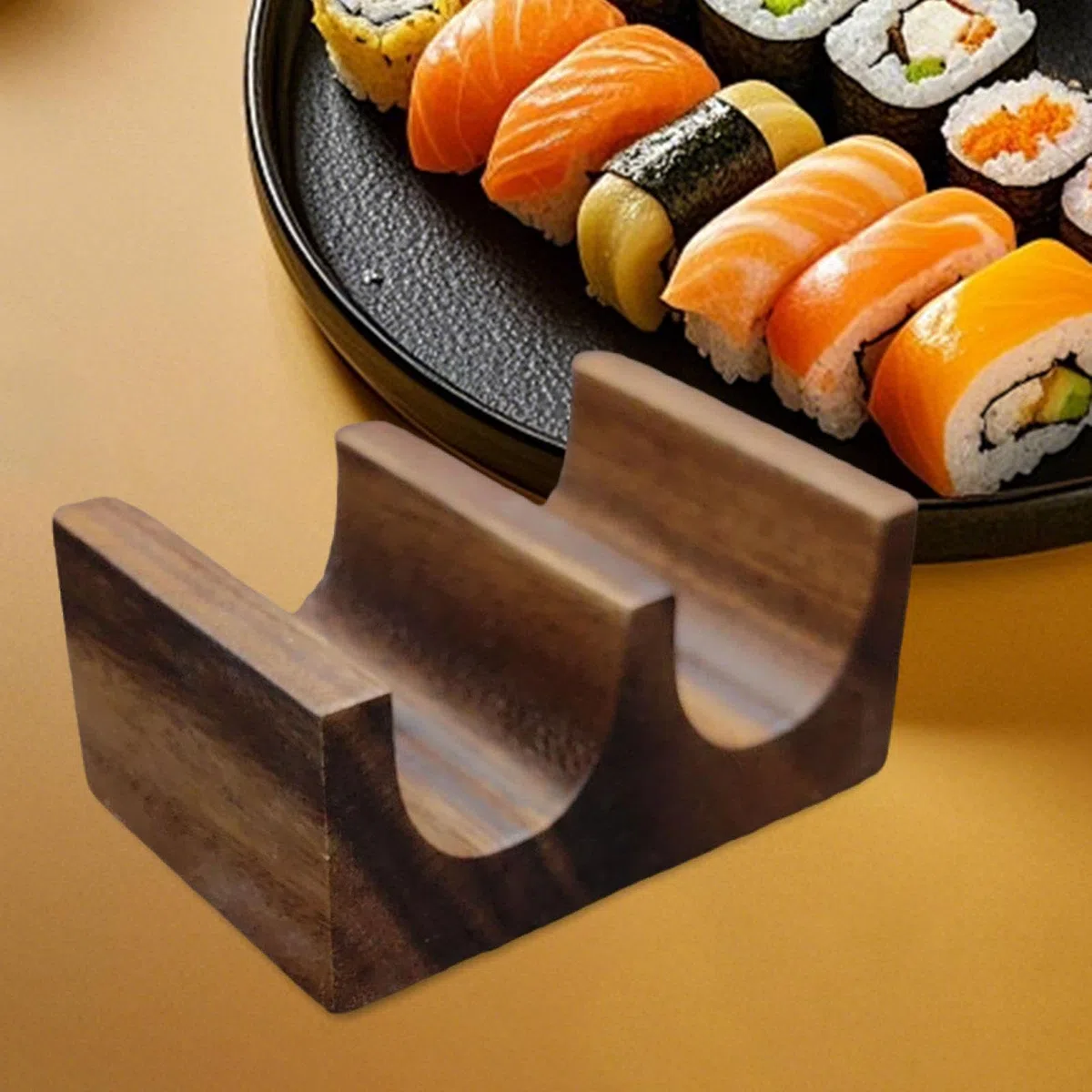 Soporte de madera para tacos, multiuso, para fiestas, 10 x 7 x 5 cm, doble