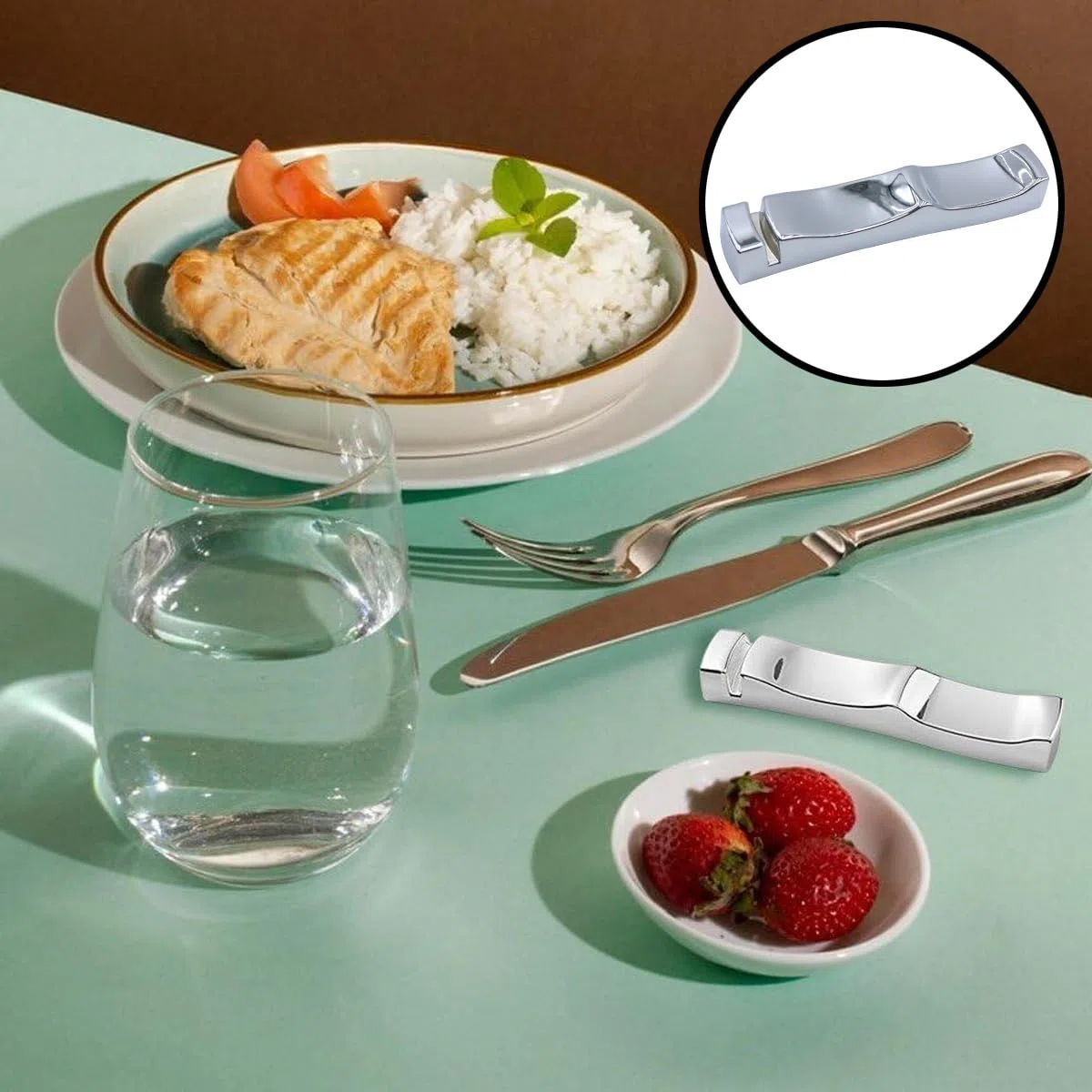 Huba Juego de 2 soportes para palillos de acero inoxidable, para palillos, cucharas, restaurantes, hoteles y uso doméstico