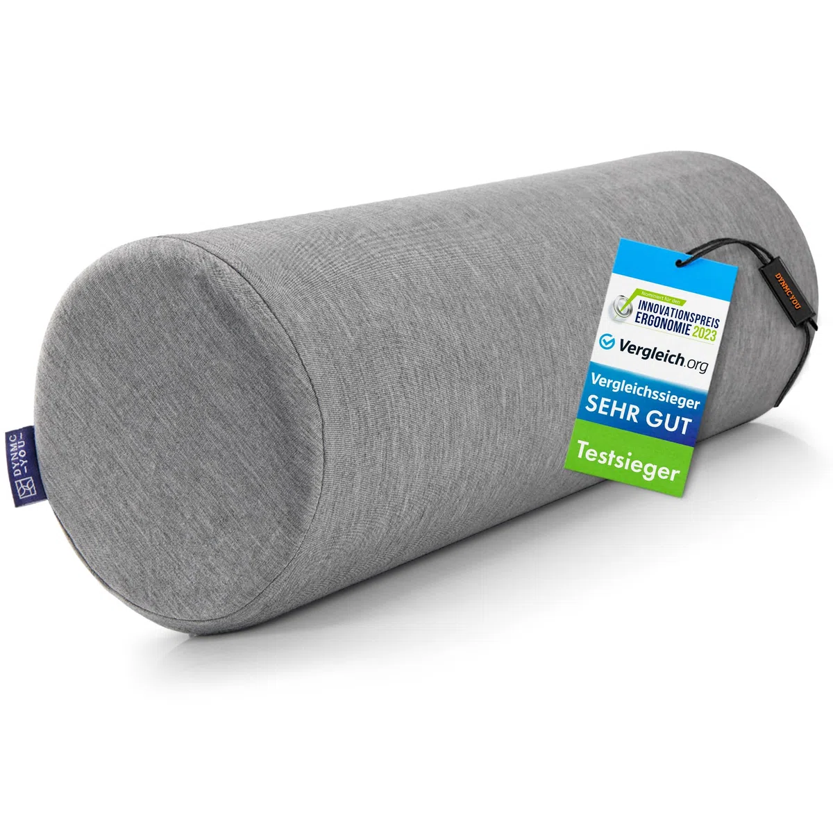 DYNMC you Cojín Cervical de Soporte con Funda de Bambú Oeko-Tex Cojín Cilíndrico Ultra Núcleo de Espuma de Memoria, Cojín de Cuello, Cojín Lumbar y Cojín de Rodillas, Gris