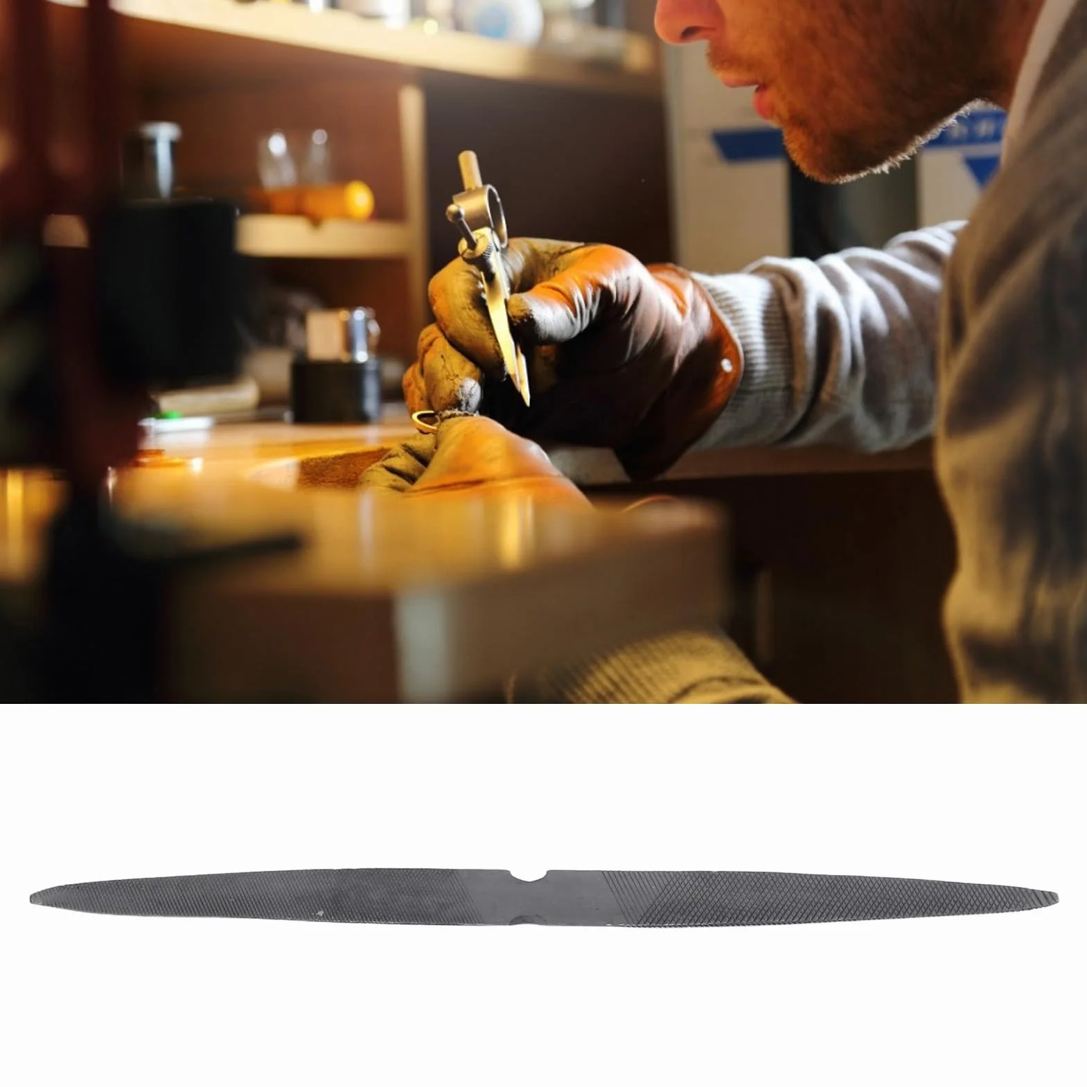 Lima de Cera, Herramienta de Joyería, Lima de Cera de Doble Cara, Compacta, Duradera, Ergonómico, Práctica, Media Caña para Limar (cabeza puntiaguda)