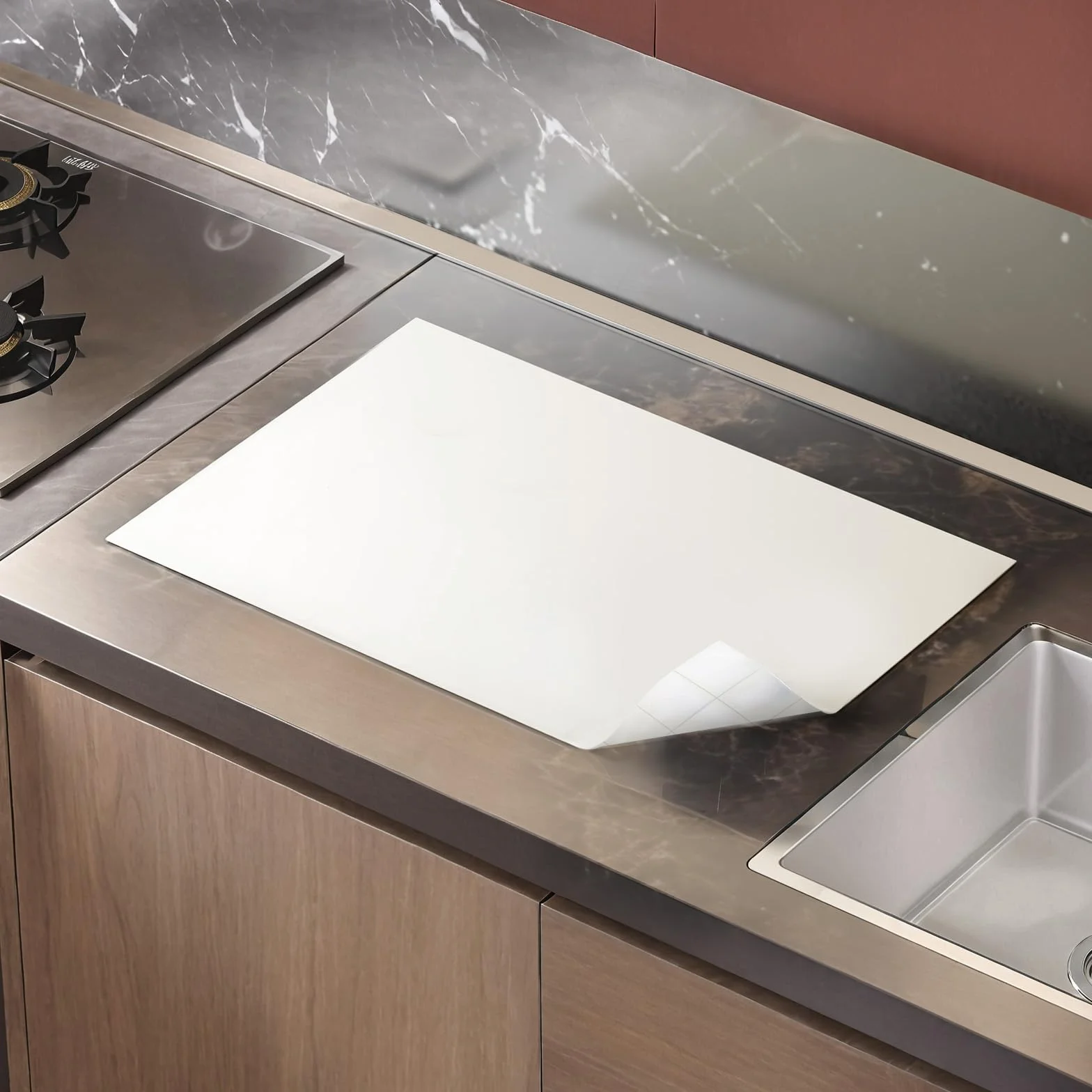 Toski Tapete Silicona para Cocina, 60x40 cm Grande Mantel Silicona, Impermeable y Antideslizante Mantel Individual, Alfombrilla Cafetera, Protector Encimera Cocina, Blanco