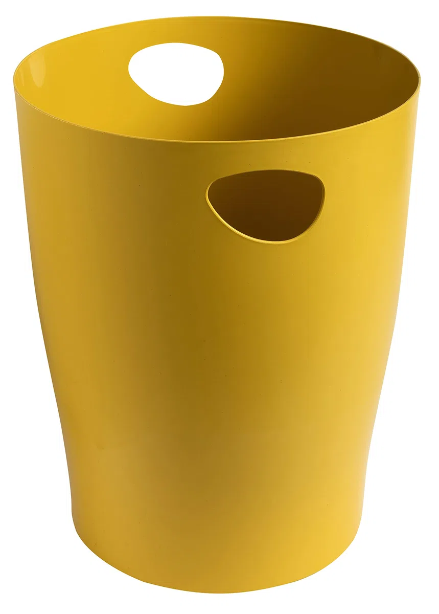 Exacompta - Ref. 45308D - 1 papelera con asas ECOBIN BeeBlue en PP - gran capacidad 15 litros - dimensiones 26,3 x 26,3 x 33,5 cm - Para oficina o hogar - color azafrán