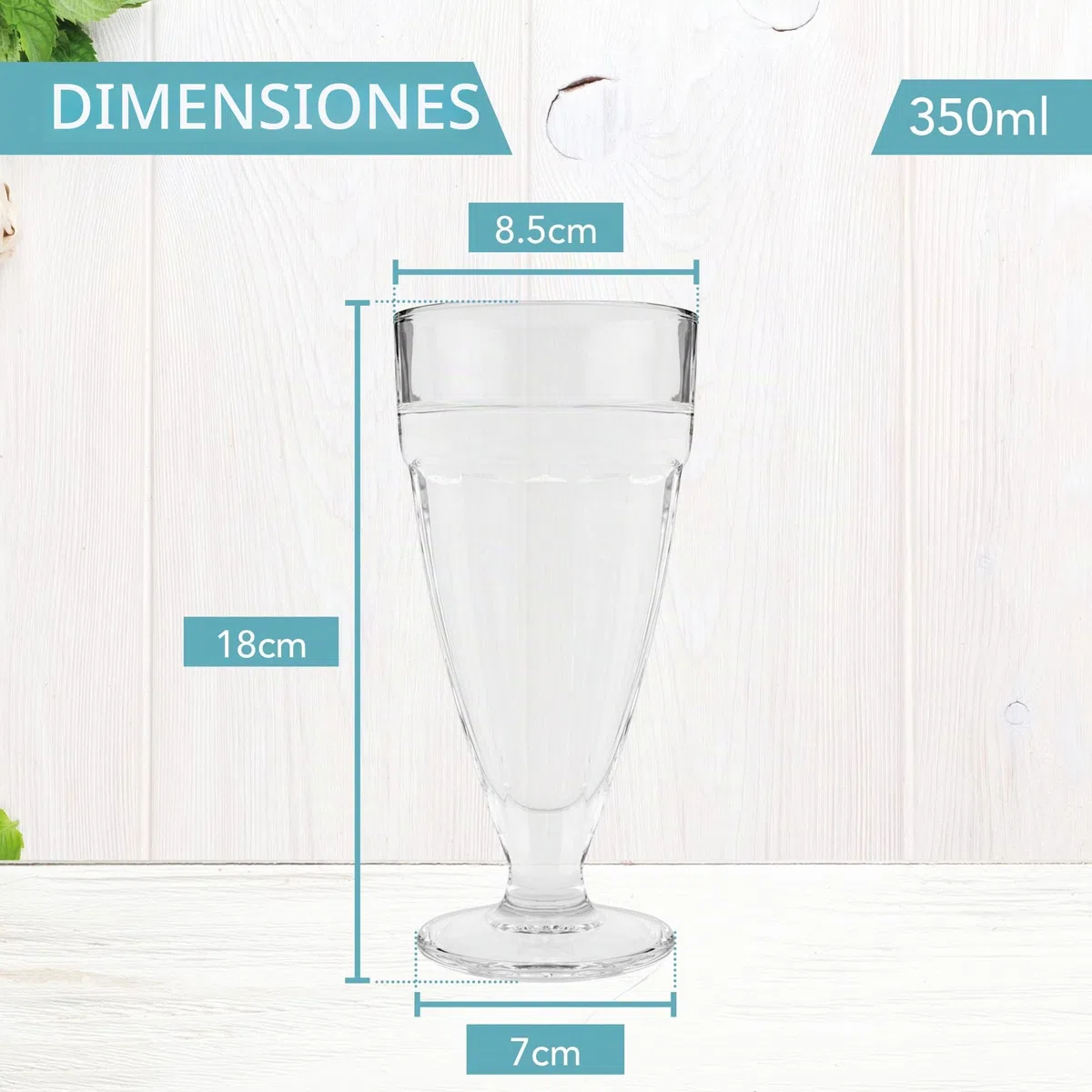 HEFTMAN Juego de 4 vasos altos de 350 ml para batidos de helado, vasos retro Knickerbocker Glory, aptos para lavavajillas, vasos transparentes (4 piezas)