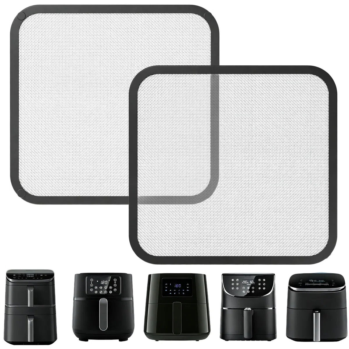 2Pcs Protector Contra Salpicaduras para Freidora de Aire Cosori CP158 5,5L, TurboBlaze 6,0L, Premium Il 6,2L, Turbo Tower 10,8L, Philips HD9270/91 6,2L, HD9285/91 7,2L, Protección Contra Grasa