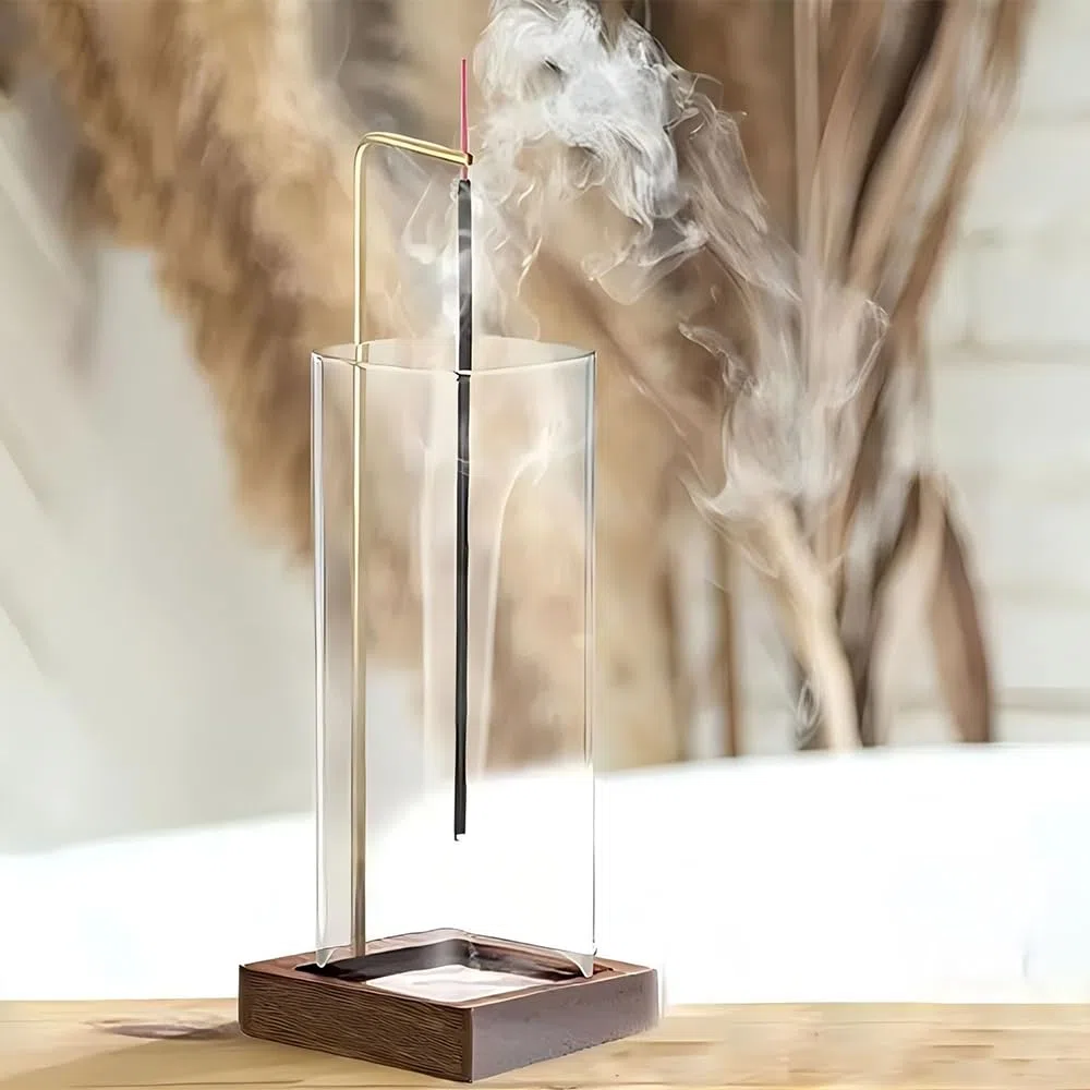 Quemador de incienso, soporte de incienso de madera para atrapa cenizas, quemador de incienso invertido para oficina en casa, yoga, meditación, Zen
