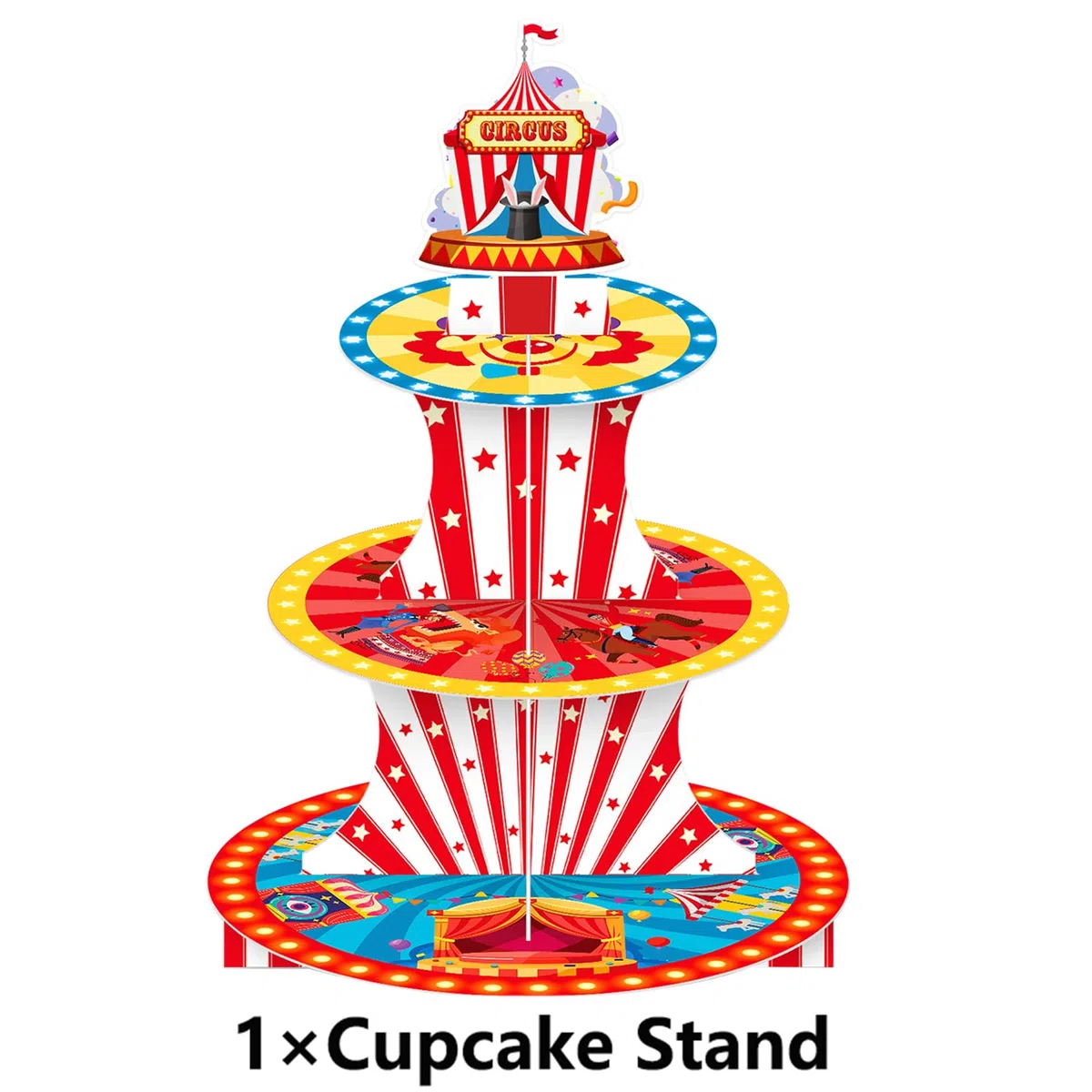 Estante para tartas de postre de 3 niveles, tema de dibujos animados, accesorios de fiesta de cumpleaños para niños y niñas, estante para cupcakes, accesorio de cumpleaños temática de