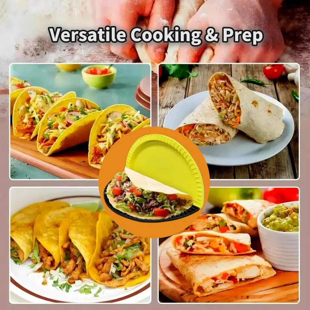 Kit de crimpadora de tortilla y quesadilla, prensa para hacer quesadilla de 2 tamaños, molde cuadrado y redondo para empanada, sellador de bolsillo para sándwich para freidora de aire, horno
