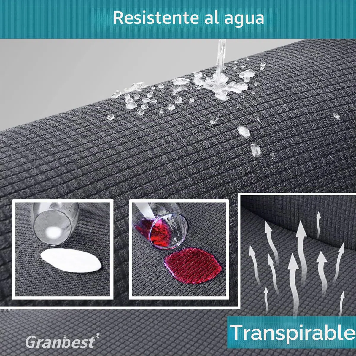 Granbest Cubierta Impermeable de futón sin Brazos, protección de futón elástica para sofá Cama Plegable Antideslizante sin reposabrazos (Gris)