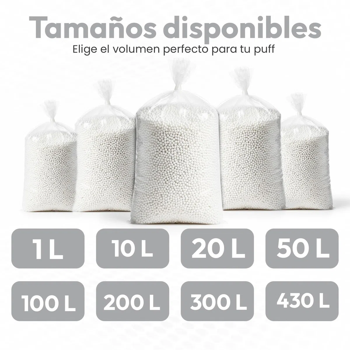 Bolsa perezosa original EPS relleno de puf de perlas pelotita de espuma de poliestireno rellena el paquete de relleno para pufs, cojines de asiento, cojines para el cuello y mucho más. (10 Litros)