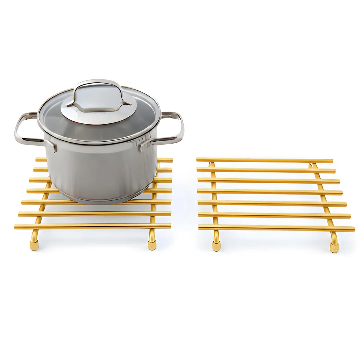 simplywire - Salvamanteles - Resistente al Calor - Protectores de encimera de Cocina - Cuadrado - Dorado Claro (Paquete de 2)