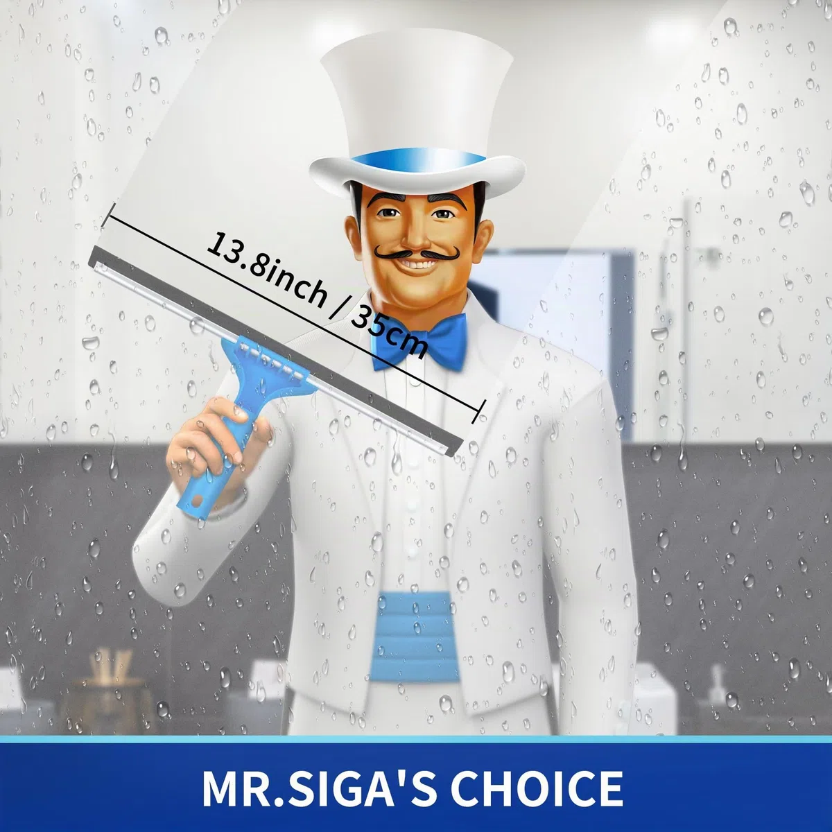 MR.SIGA 35 cm Ventana Limpieza Combo - Rasqueta limpiacristales y Microfibra Ventana Arandela