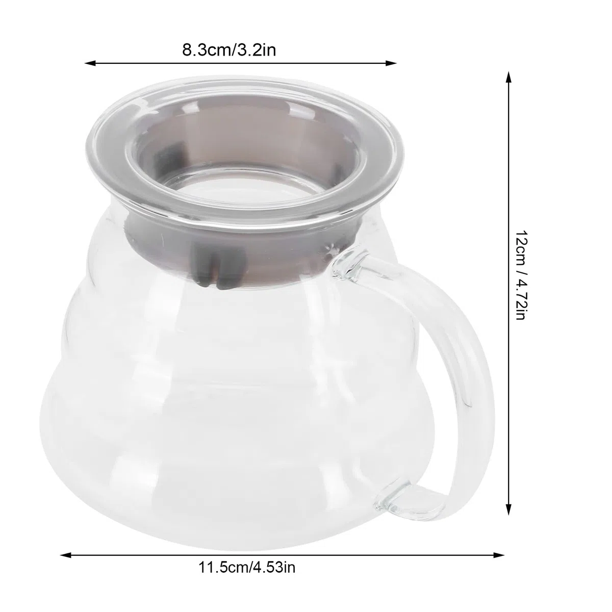 Agatige V60 Servidor De Café De Vidrio, 500ML Profesional Transparente De Gran Capacidad Jarra De Café Expreso Con Mango Jarra Cafe Jarra De Crema De Vidrio Server De Café Y Té Para Mostrador Cocina