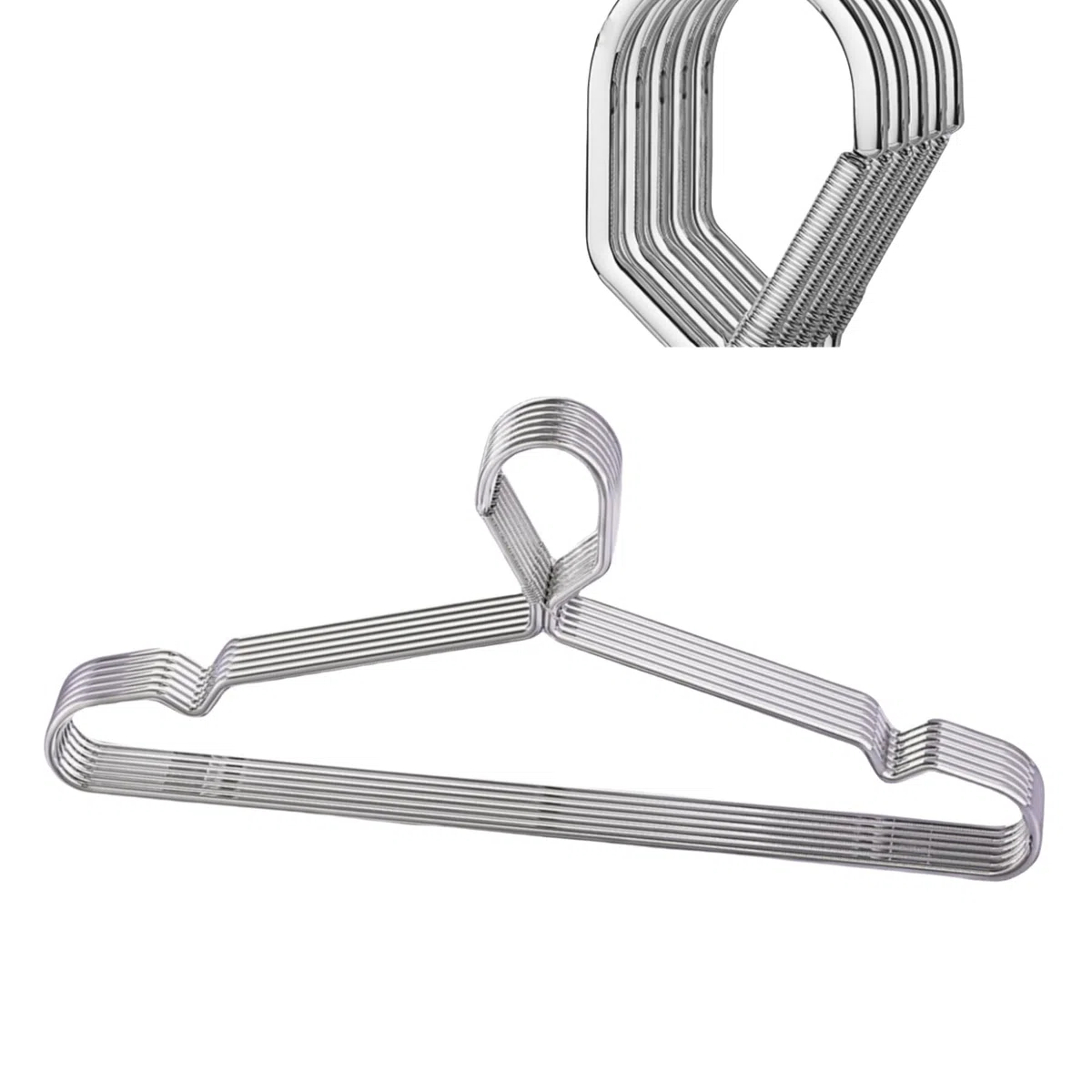 Paquete de 10 perchas de 42 cm con cerradura de alambre, perchas bloqueables de 4 mm, perchas de acero inoxidable, delgadas, resistentes, a prueba de viento, con gancho de cierre, perchas