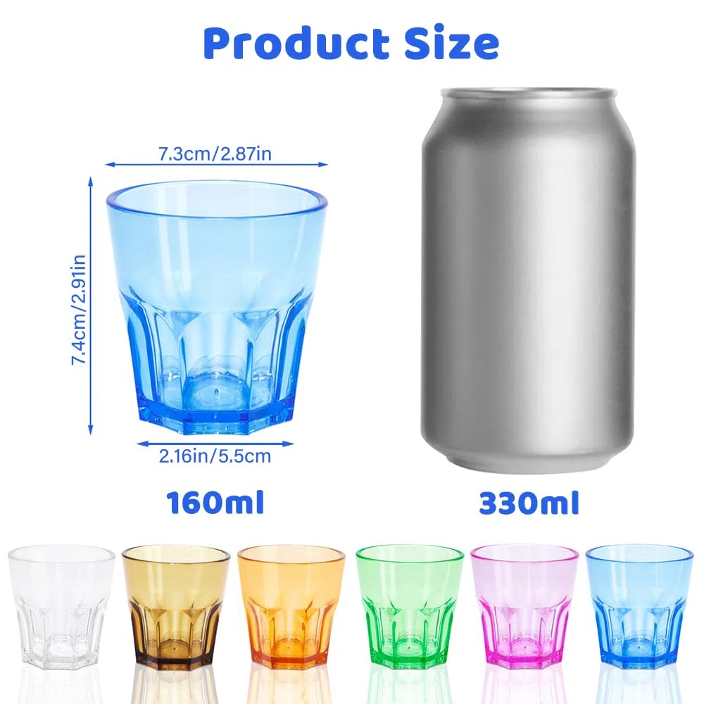 Vasos Acrílicos, 5.63OZ Vasos de Plástico de Colores Reutilizables (12PCS 6 Color)