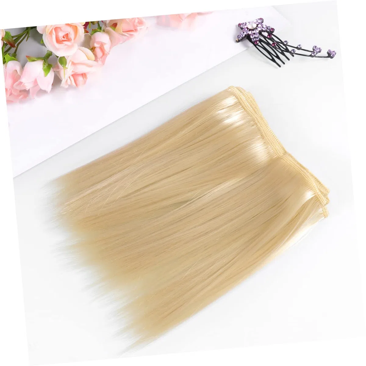 Peluca de Muñeca DIY de Pelo Liso 5 Piezas 15 Cm Resistentes al Calor para Manualidades Niñas Peluca Recta Caqui Oscuro Fácil de Usar para Muñecas