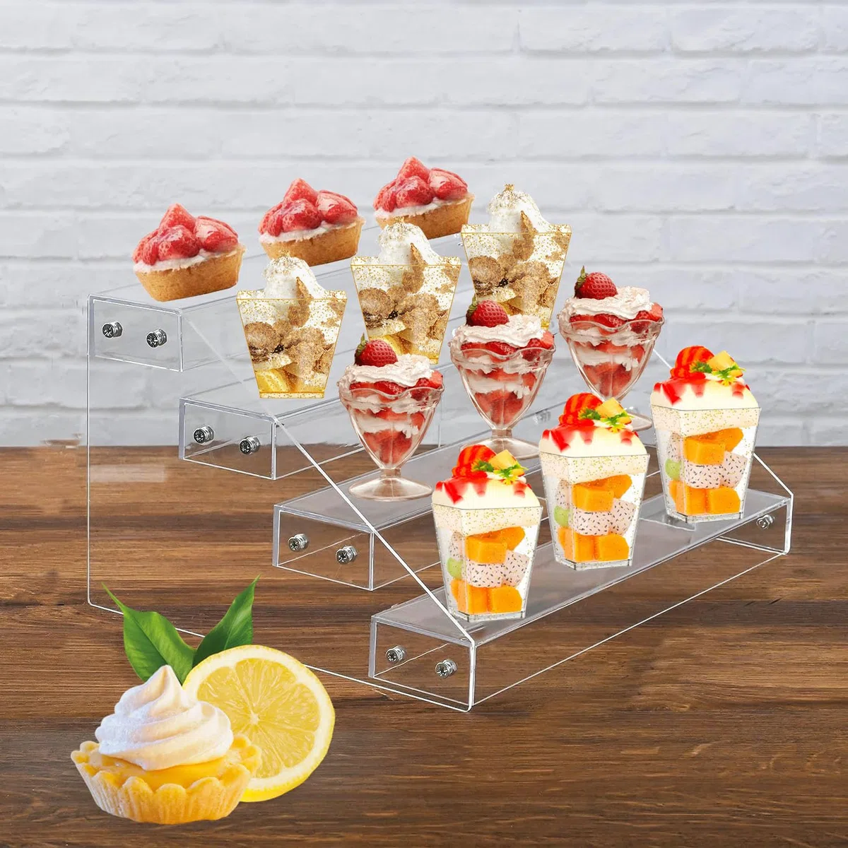 Soporte de Exhibición de Escalera, 4 Niveles Soporte de Exhibición de Acrílico Transparente Estanteria Metacrilato Expositor para Figuras Pops Colecciones Perfumes Cupcakes y Postres