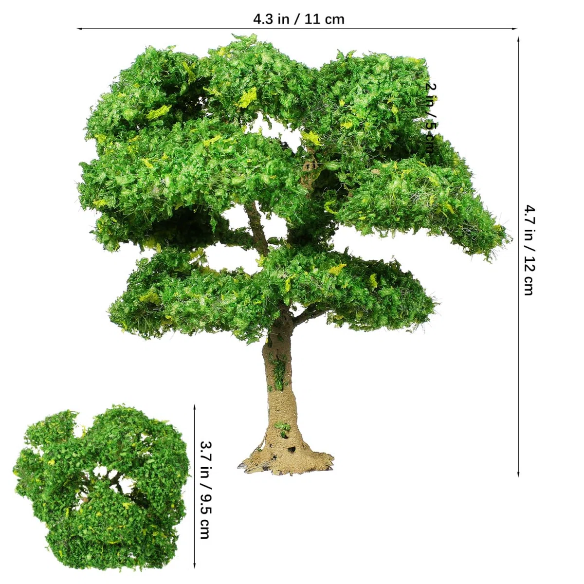 VILLCASE Modelo De Árbol En Miniatura para Paisajes DIY Árboles para Dioramas Y Modelismo Ferroviario Decoración Versátil para Belenes Y Jardines Fácil De Montar 4.72X4.33X3.74In