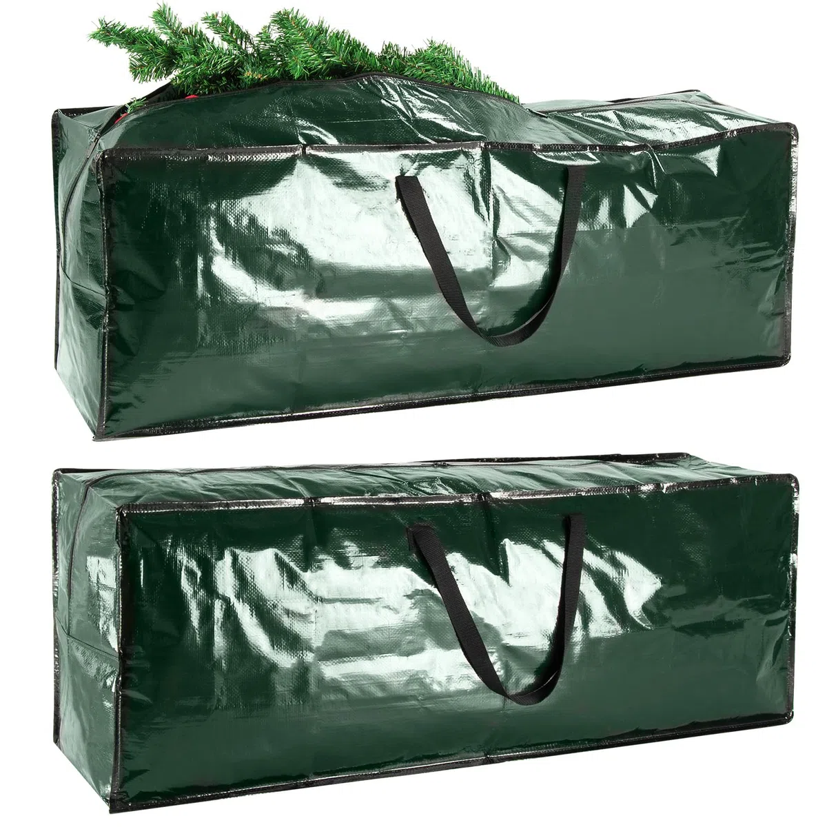 Paquete de 2 Bolsas de Almacenamiento para Árbol de Navidad, Contenedores Extra Grandes para Árboles de Navidad de Hasta 7.5 Pies, Reforzados, Impermeables, con Cremallera y Asas