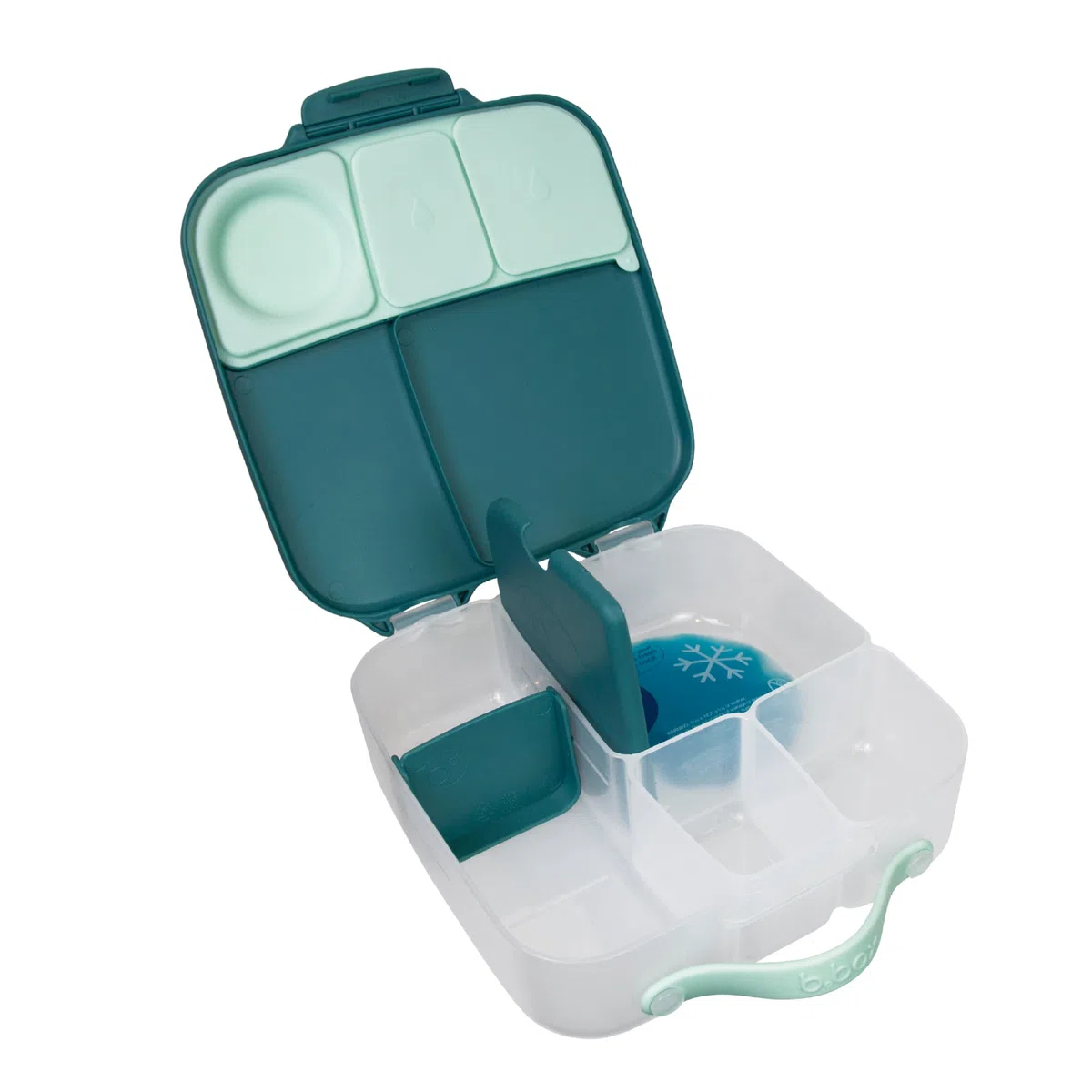 b.box Lunch Box para Niños | Fiambrera Infantil Bento Grande con 4 Compartimentos (2 Herméticos), Separador Extraíble, Bolsa de Gel Frío | Fiambrera para Niños Ideal para Escuela | 3+ Años | 2 L