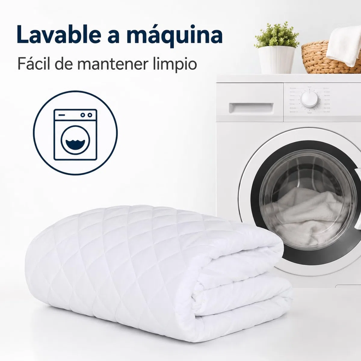Protector Colchón Acolchado Impermeable 180x190/200 cm, Cubrecolchón con Relleno de Fibra, Transpirable, Silencioso y Ajustable hasta 30 cm, Suave, Antiácaros y Lavable