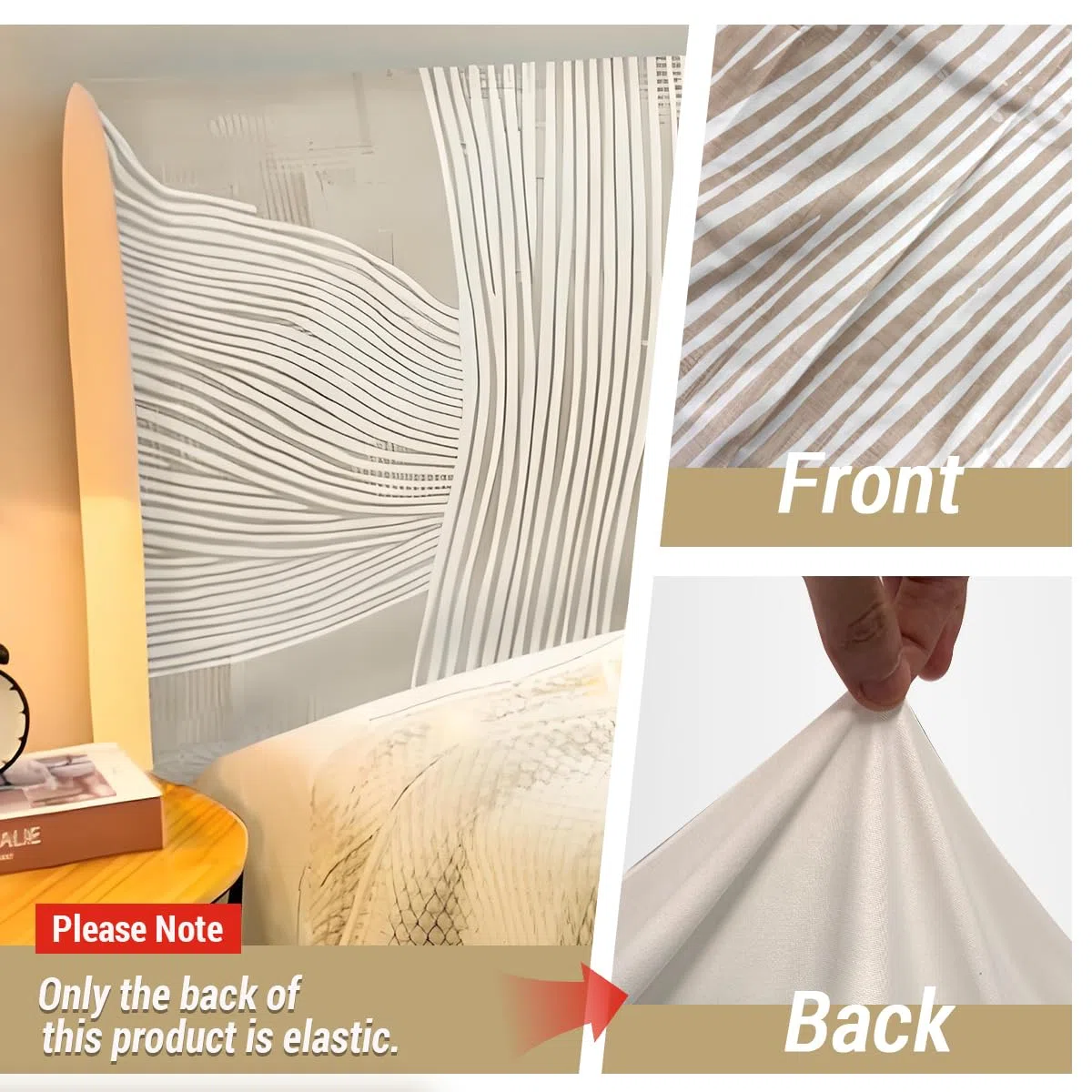 Beige Funda para Cabecero, Protector de Funda de Cabecera de Cama, Elástica Cabecera, Diseño Todo Incluido Prueba de Polvo Cabecero, Desmontable y Lavable -170-190cm