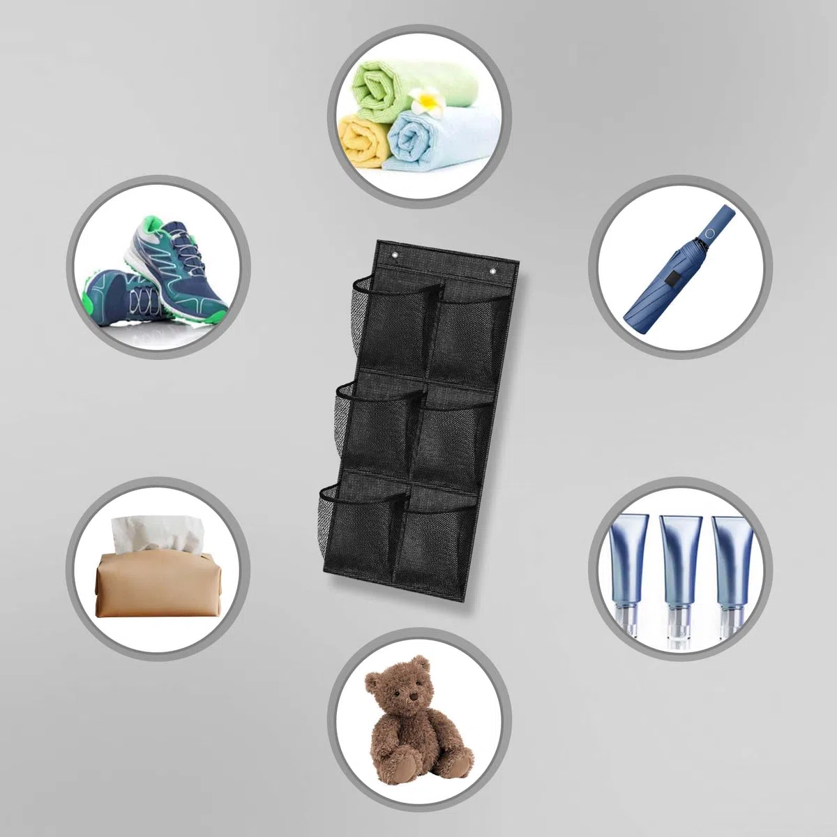 2 piezas Zapatero de puerta,6 bolsillos,Almacenamiento de zapatos colgante,Organizador de Zapatos para Puerta,Zapatero Colgante,Zapatero colgante puerta,adecuado para dormitorio,sala de estar (Negro)