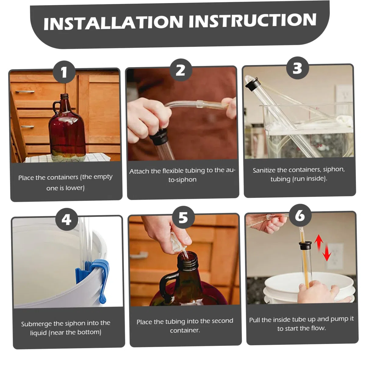 Gcroet Syphon Auto Syphon 14 Pulgadas Bomba de sifón casera con Tubos y un Kit de fabricación de Vino Transparente para la Abrazadera para Cervezas de lotes de lotes Kombucha.