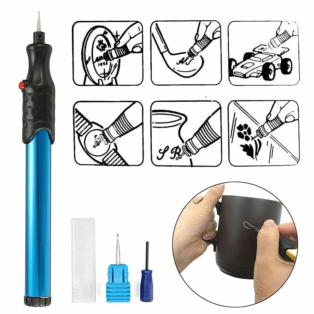 Towwoo Bolígrafo de Grabado, Bolígrafo Portátil de Grabado con Punta de Diamante, Herramientas de Grabado Inalámbricas de Aluminio para Grabar en Joyería, Madera, Vidrio, Metal, Plástico, Cerámica