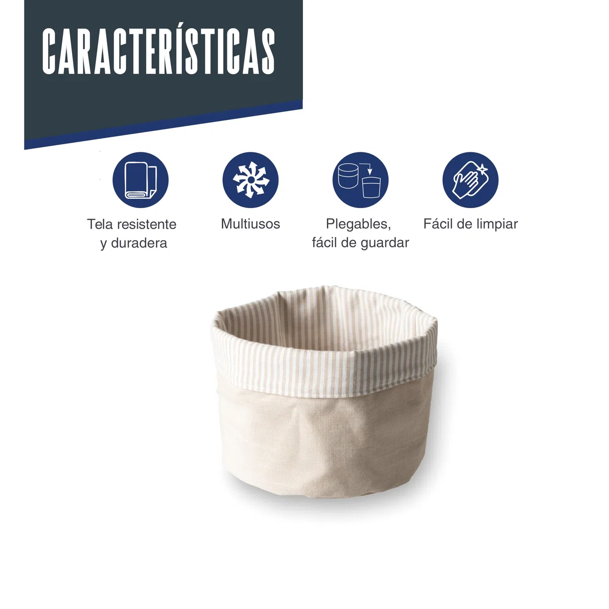 LACOR - 60090 - Panera Cream, Algodón, Viscosa, Apto para lavadora, Plegable, Multiusos, Reversible, Apilable, Poliéster, Ø 20 cm