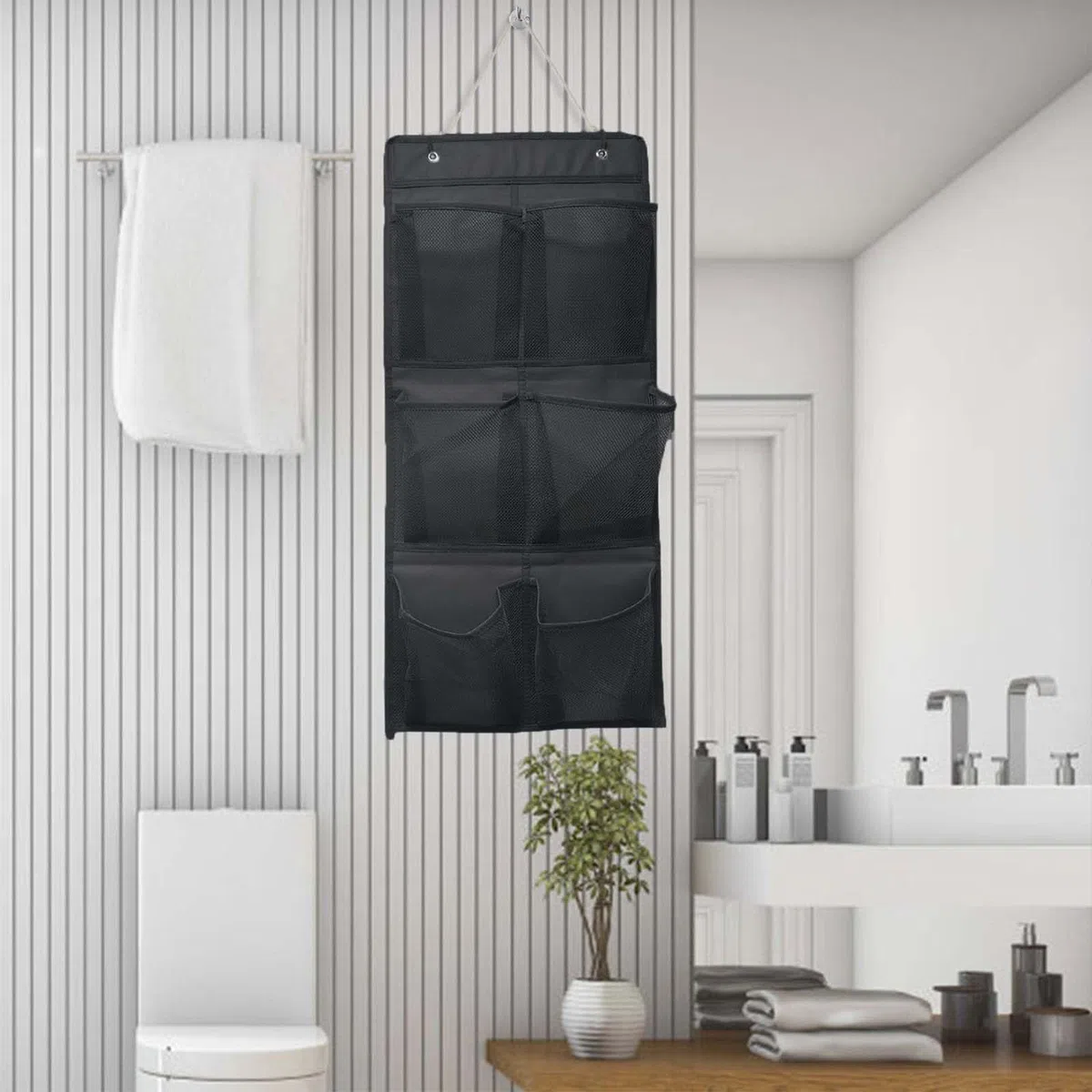 2 piezas Zapatero de puerta,6 bolsillos,Almacenamiento de zapatos colgante,Organizador de Zapatos para Puerta,Zapatero Colgante,Zapatero colgante puerta,adecuado para dormitorio,sala de estar (Negro)