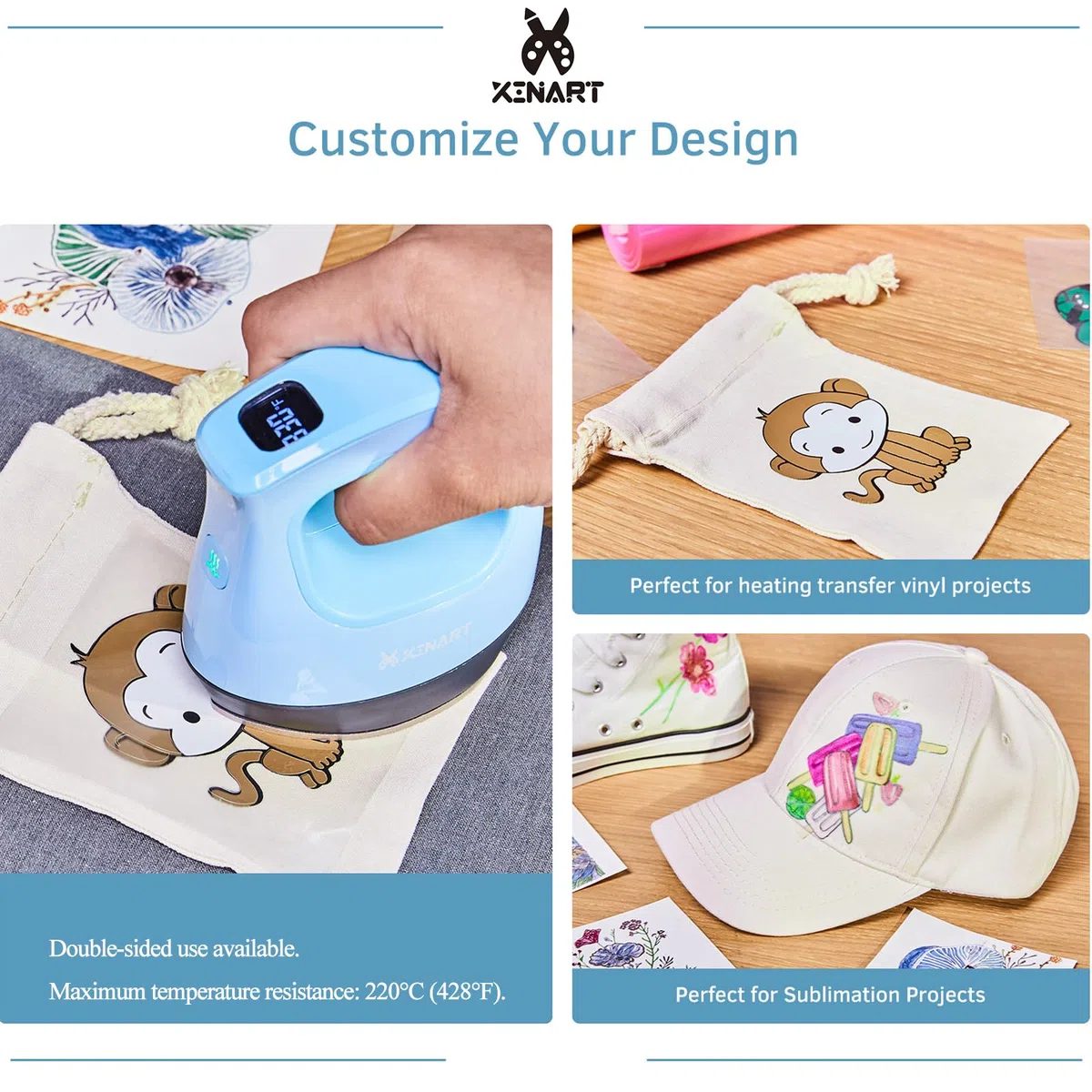Esterilla protectora de doble cara para Cricut EasyPress 30,5 x 30,5 cm (12 x 12") 1,8 cm de grosor, para planchar y transferir vinilo HTV