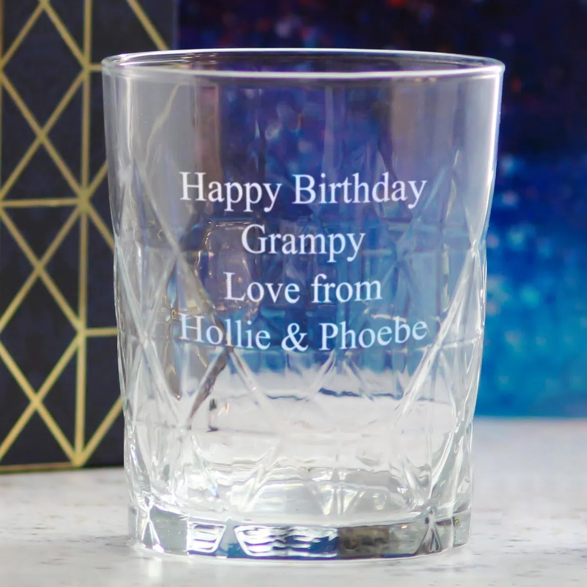All Things Personalised Keops Vaso de Whisky Personalizado 345 ml - Copa Whisky Grabado Láser con Nombre y Mensaje - Regalo para Cumpleaños, Vatertag, Navidad - Apto Lavavajillas, con Caja de Regalo