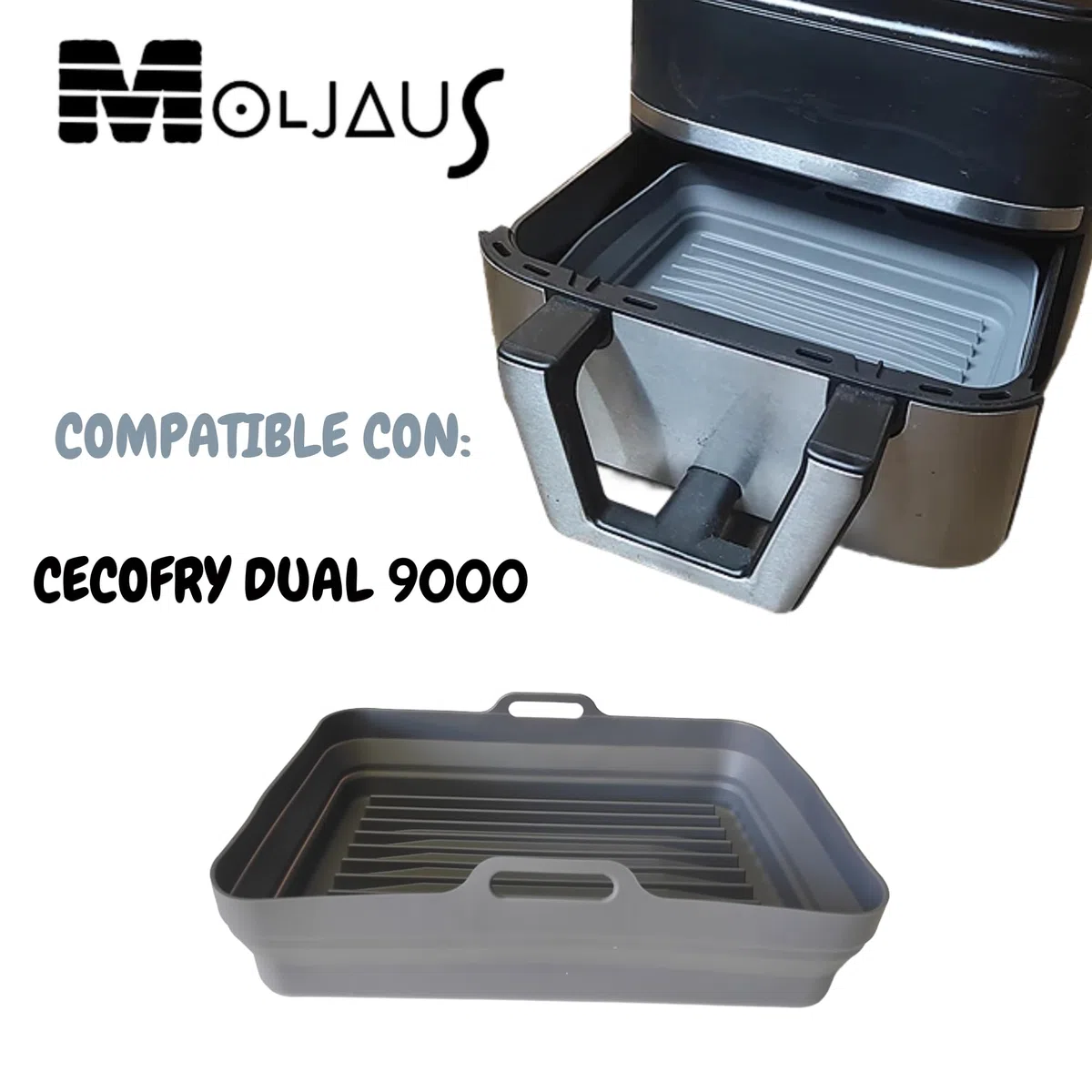 Molde rectangular silicona para freidora de aire Compatible con Cecofry Advance 9000 Window y CECOFRY DUAL 9000 (29,5 cmX22,5 cm). Accesorios freidora de aire Molde rectangular plegable 1 Unidad
