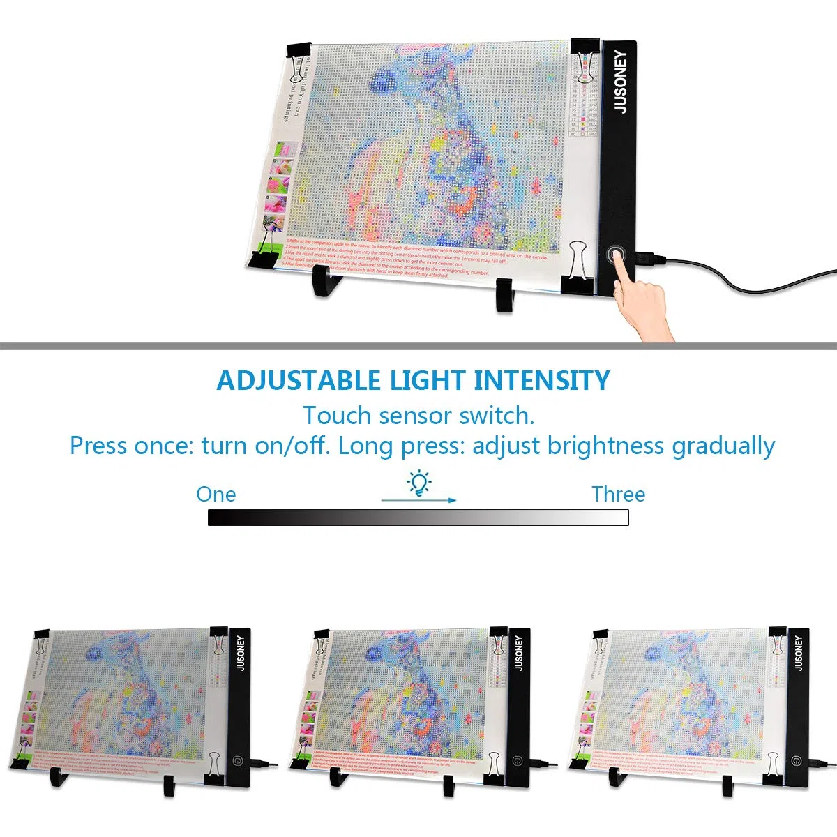 Mesa de Luz A4, accesorios para pintura con diamantes, mesa de luz con brillo ajustable, almohadilla de dibujo ultradelgada con cable USB y clips
