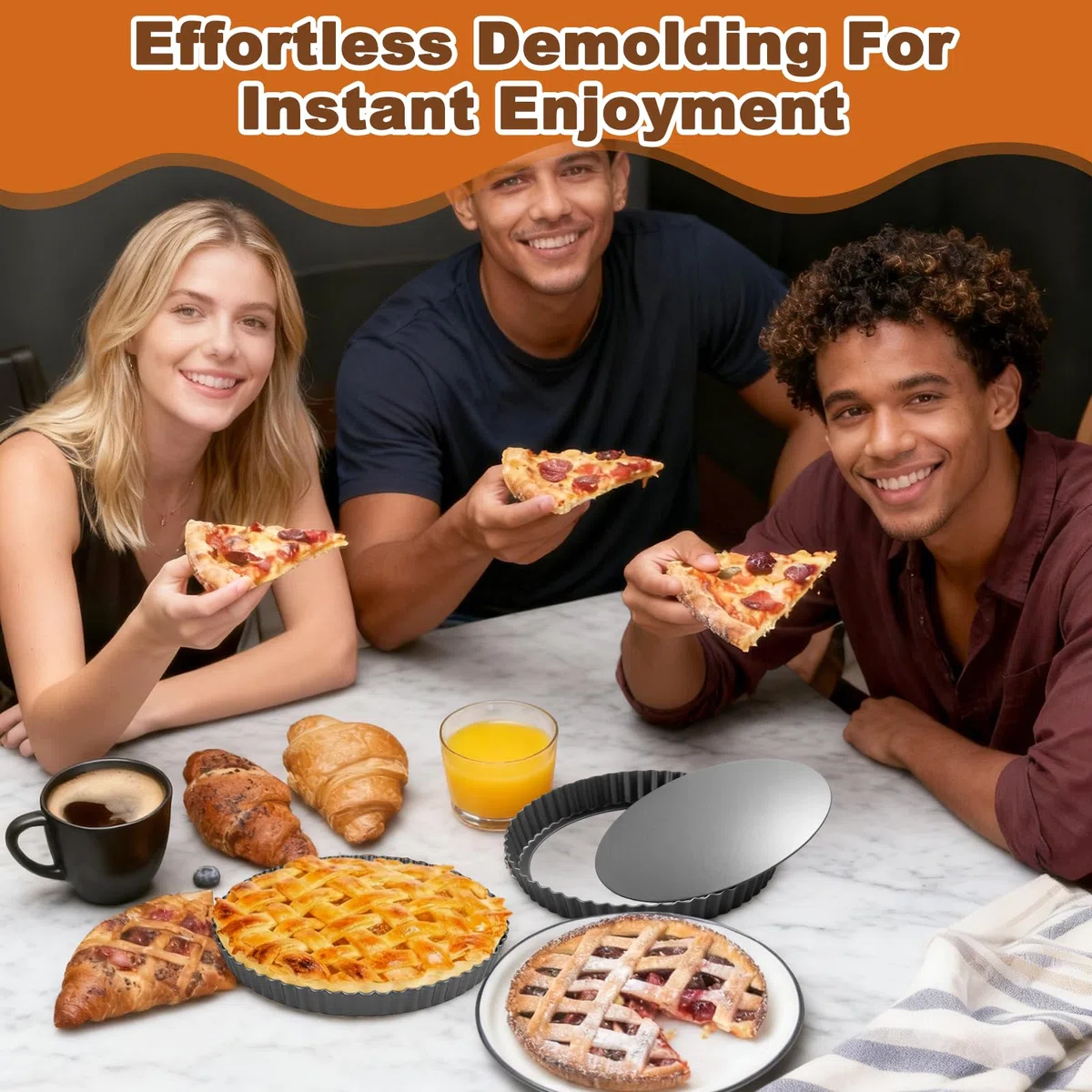 2Pcs Molde Tarta Desmontable, Moldes Quiche Tarte Antiadherentes Elevadora 28cm & 22cm con Base Suelta, Sartén Plato Tartaletas Bordes Ondulados Redondo para Hornear Quiches, Pasteles, Flanes, Queso