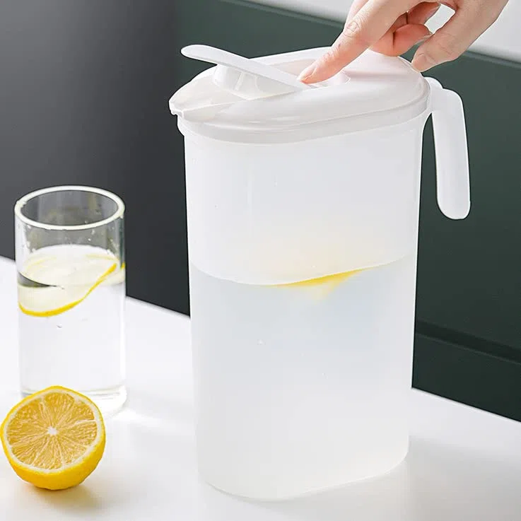 Jarra De Agua Con Tapa, 2.2L Jarra De Plástico Con Asa, Jarra Para Bebidas, Jarra De Té Helado Para Zumo Frío, Jarra De Agua Para Frigorífico, Jarra De Agua Fría Y Caliente Para Jugo, Cerveza