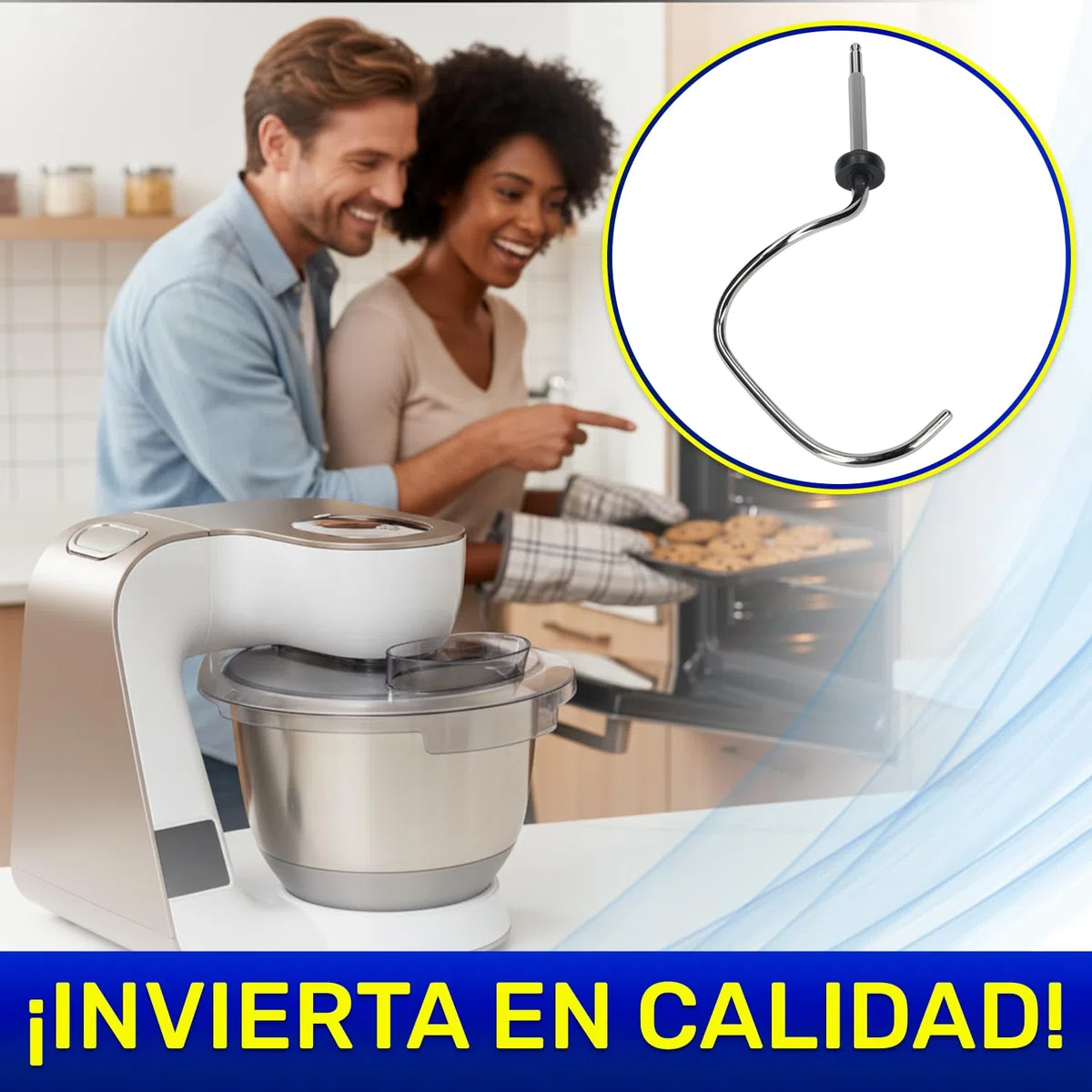 MONTERAL Gancho Amasador Robot de Cocina 190x80x32 mm con Código Original 659890 00659890 para Bosch para Balay para Siemens para Constructa para Neff - Garantía de 10 Años