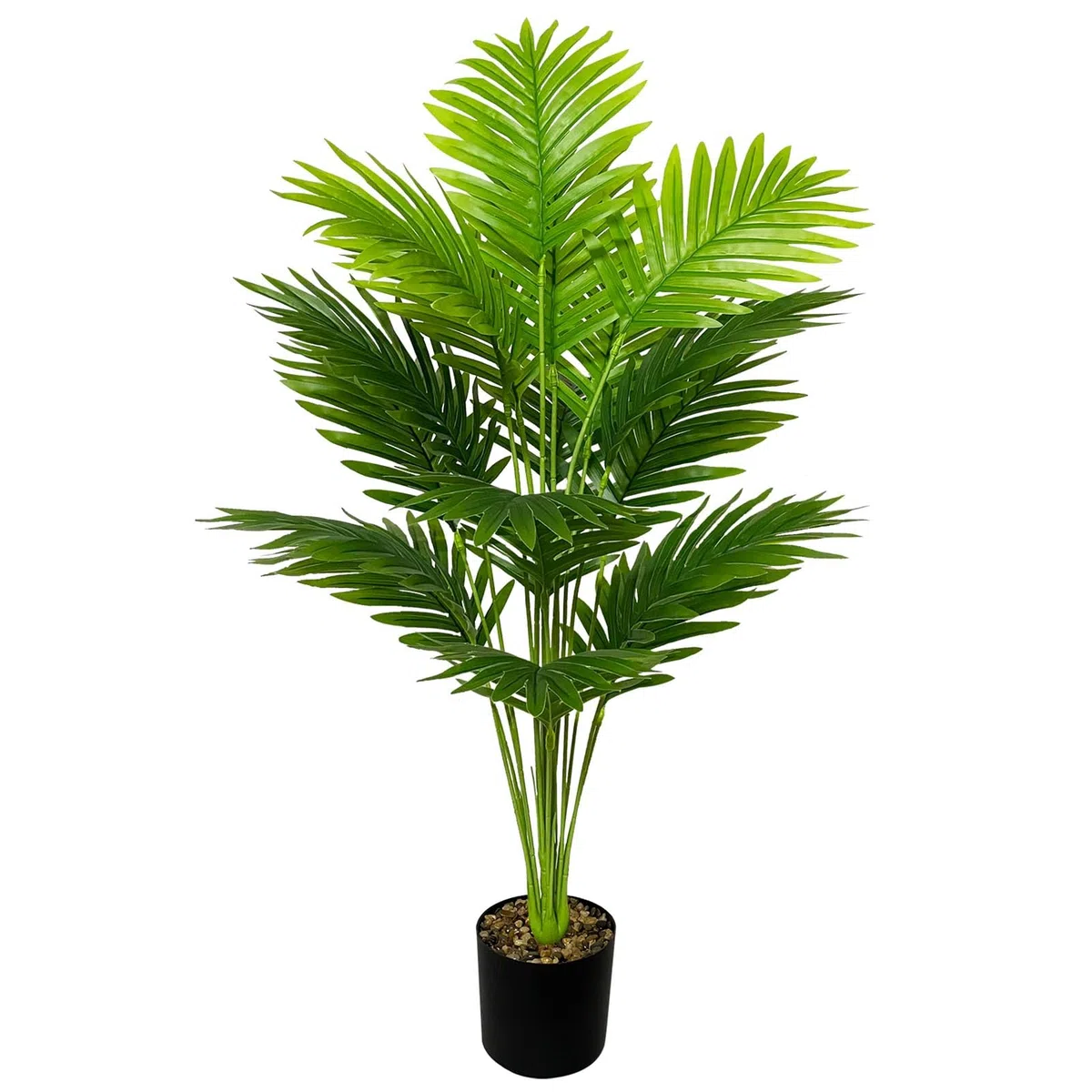 Planta Artificial con Maceta Areca Palmera Grande Arbol Artificial Plastico Interior y Exterior Hogar Oficina Salon Dormitorio Balcón Moderno Decorativas (80cm Verde Palma)