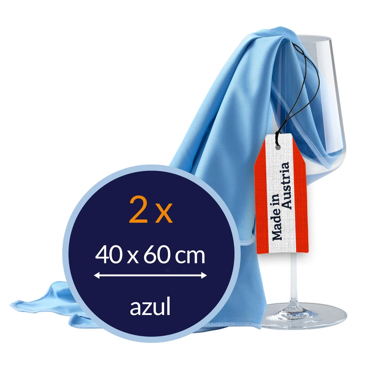 culiclean Bayeta Cristales Azul – Paños de Limpieza Profesional para Cristales, Espejos y Superficies Brillantes – Fabricado en Austria – 2 Paños de Microfibra 40x60cm Azul